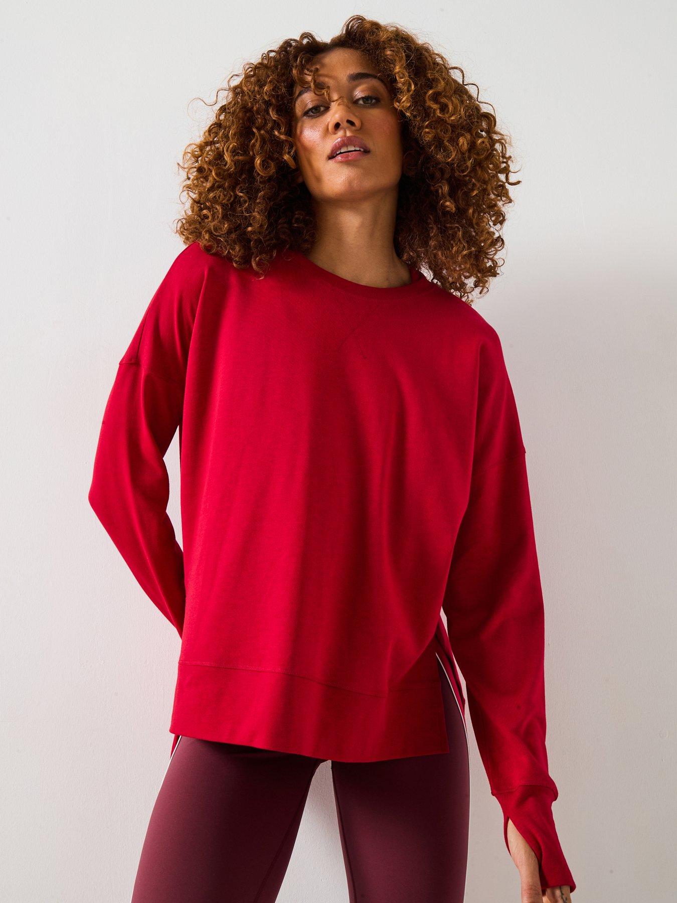 Image 1 of 6 of Sweaty Betty Womens Training After Class Longline Sweatshirt - Red