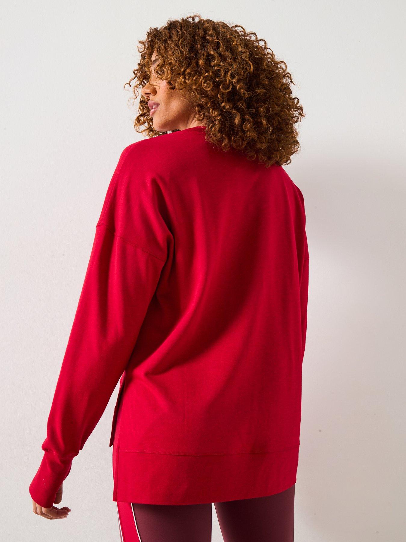 Image 2 of 6 of Sweaty Betty Womens Training After Class Longline Sweatshirt - Red