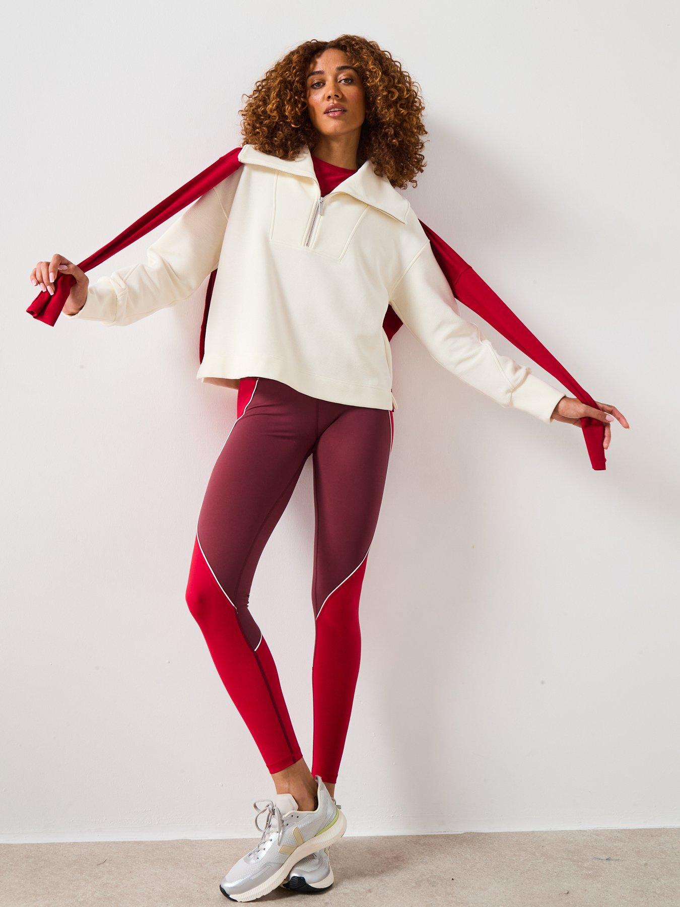 Image 3 of 6 of Sweaty Betty Womens Training Peaceful Rib Half Zip Cropped Sweatshirt - White