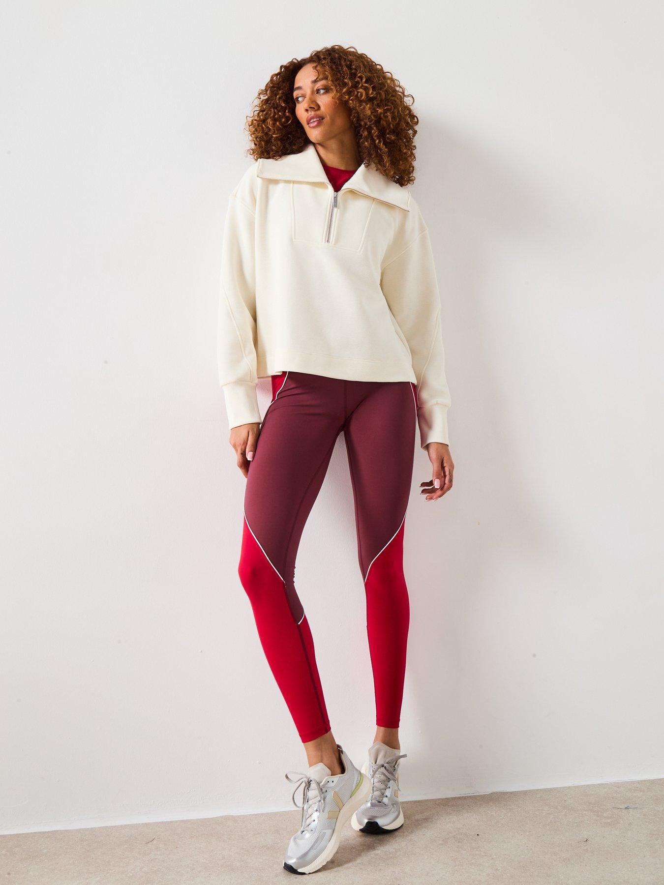Image 5 of 6 of Sweaty Betty Womens Training Peaceful Rib Half Zip Cropped Sweatshirt - White