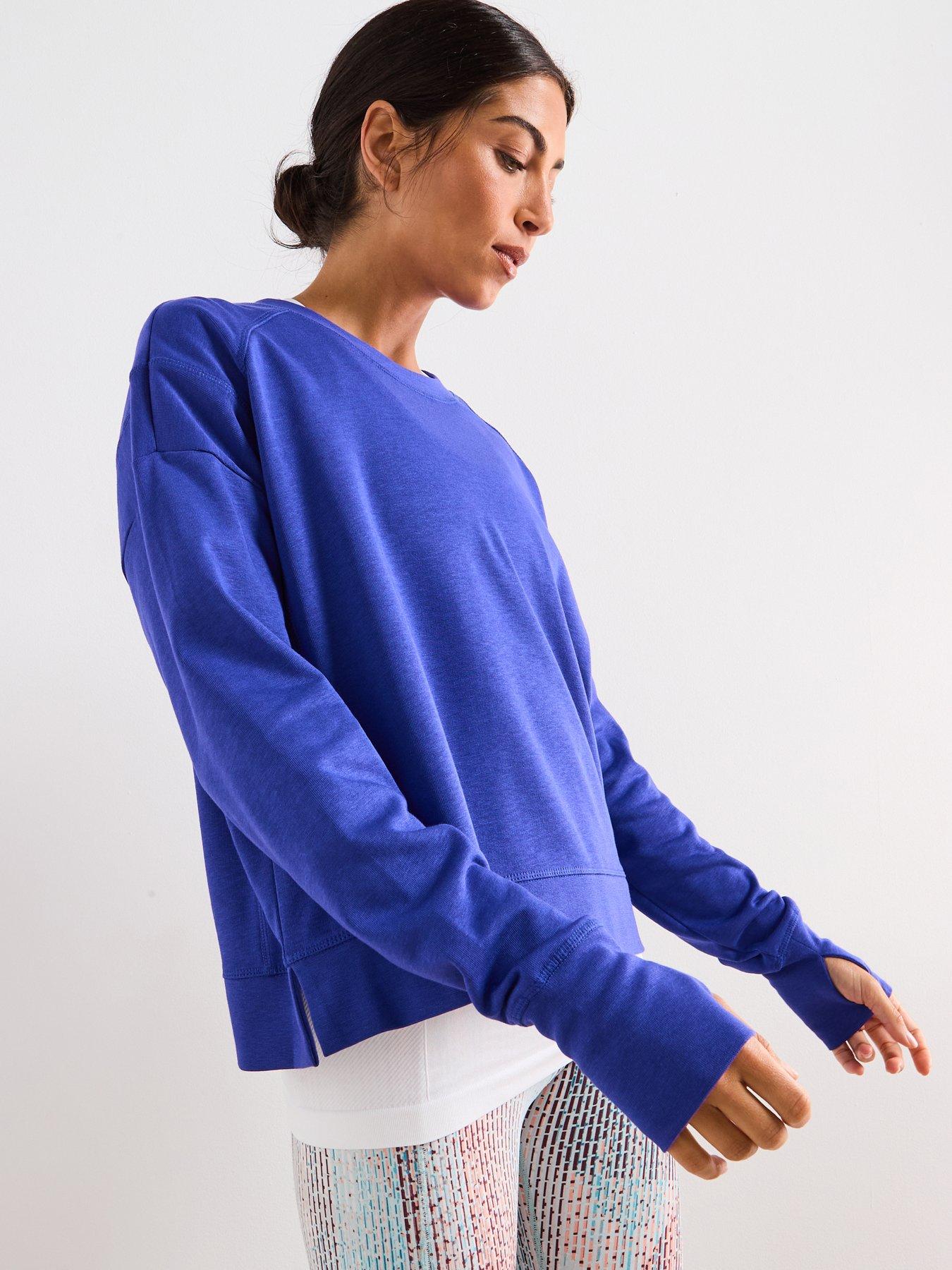 Sweaty Betty Womens Training After Class Crop Sweatshirt - Blue