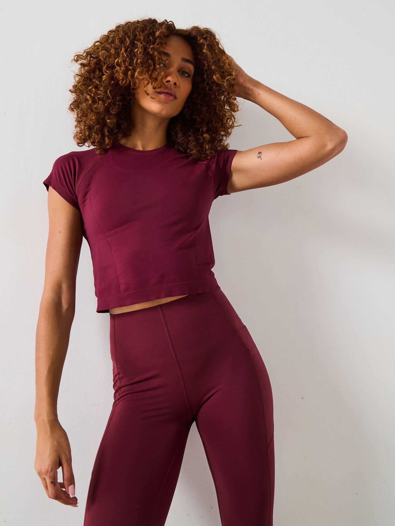 Sweaty Betty Womens Training Athlete Crop Seamless Workout T-Shirt - Red