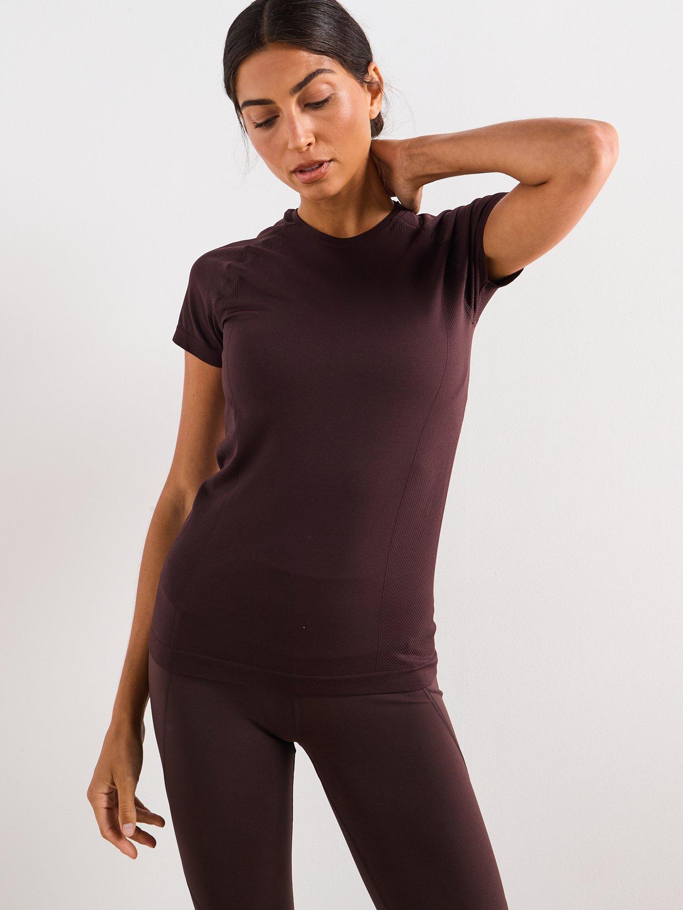 Sweaty Betty Womens Training Athlete Seamless Workout T-Shirt - Brown