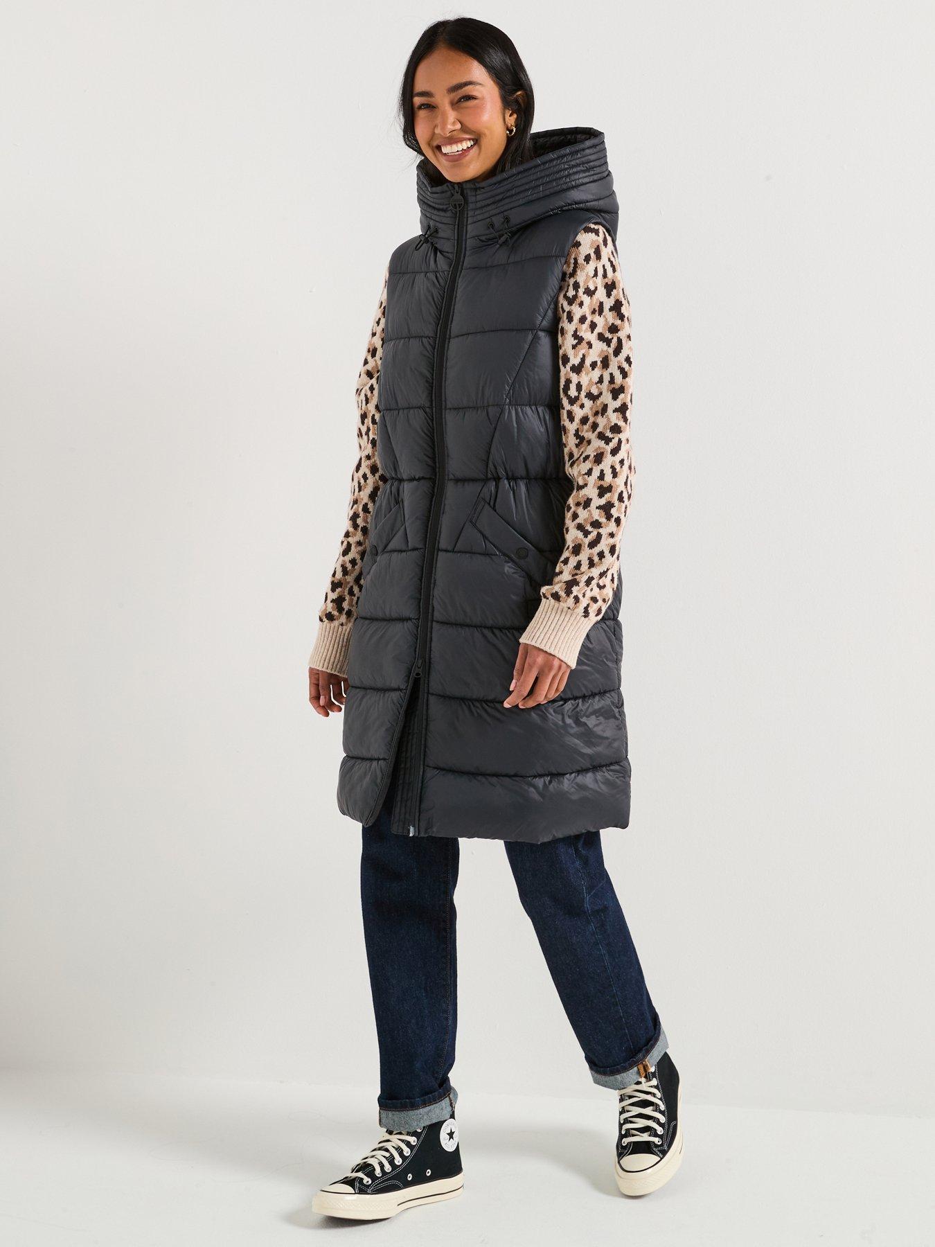 Barbour International Cecilla Puffer Longline Gilet Coat - Black