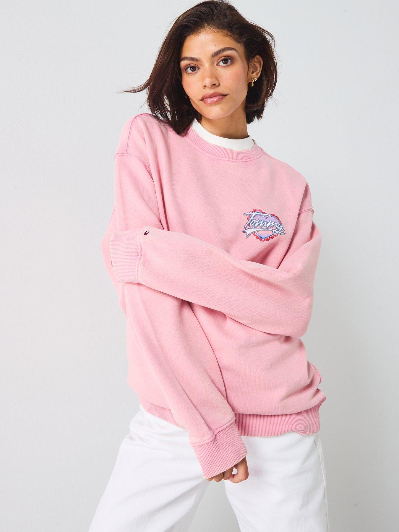 Tommy Jeans Relax Washed Heart Crew Sweater - Pink