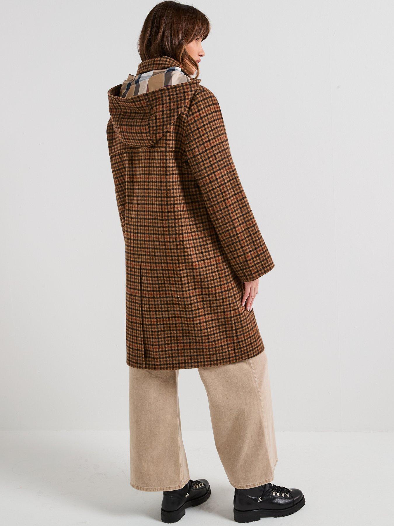 Barbour Melody Check Wool Duffle Coat - Brown | Very Ireland