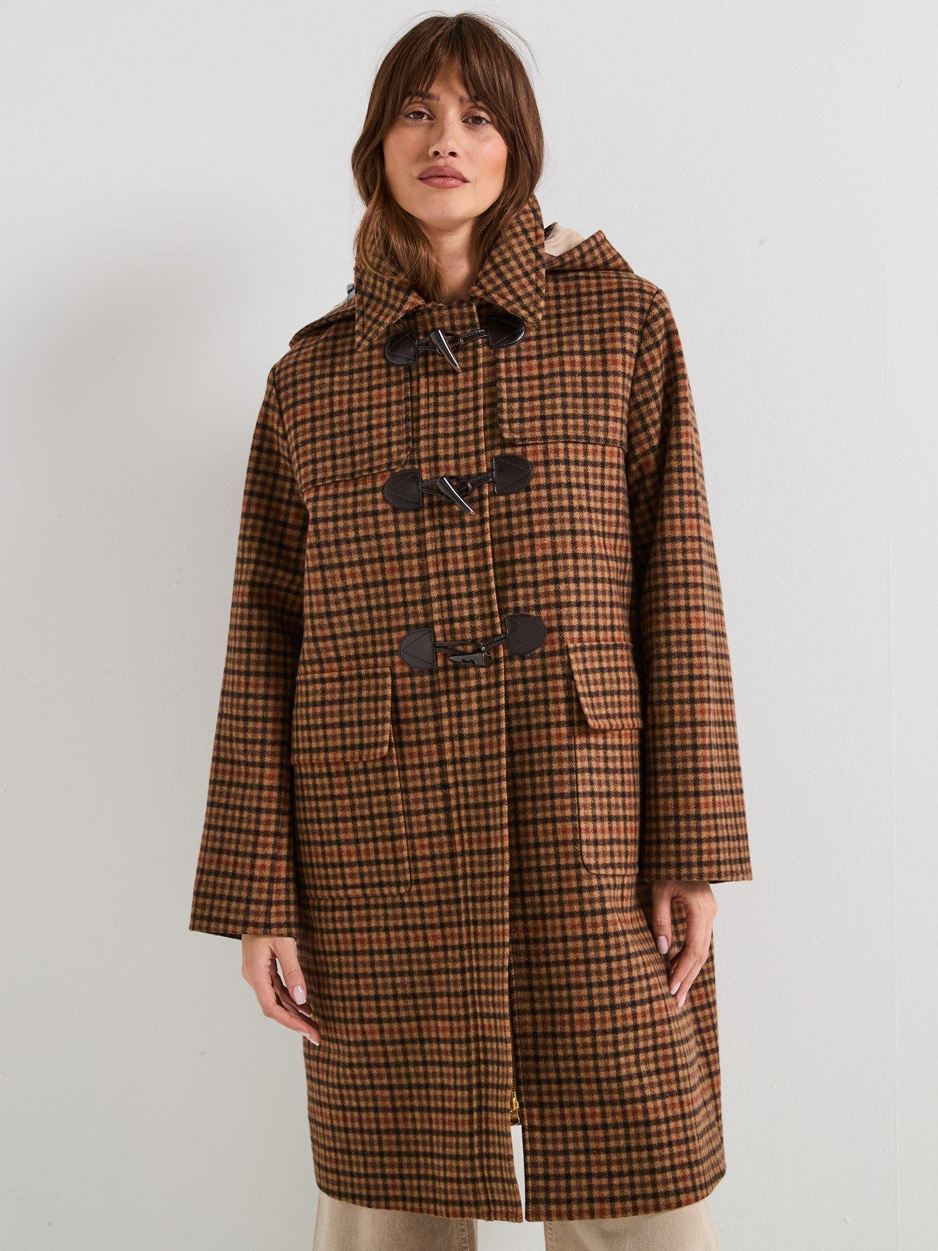 Barbour Melody Check Wool Duffle Coat - Brown | Very Ireland