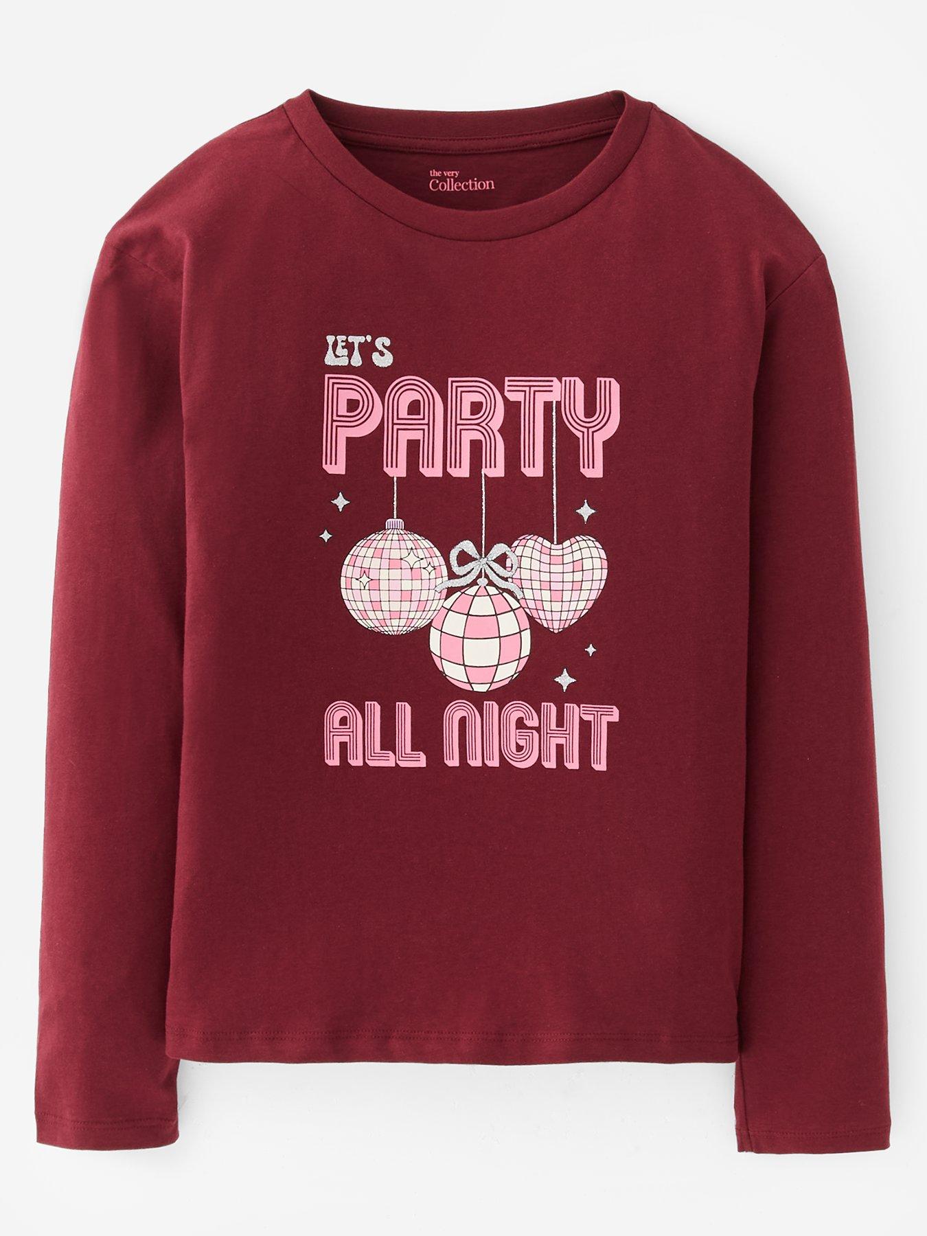 The Very Collection Girls Festive Disco Long Sleeve Top - Purple