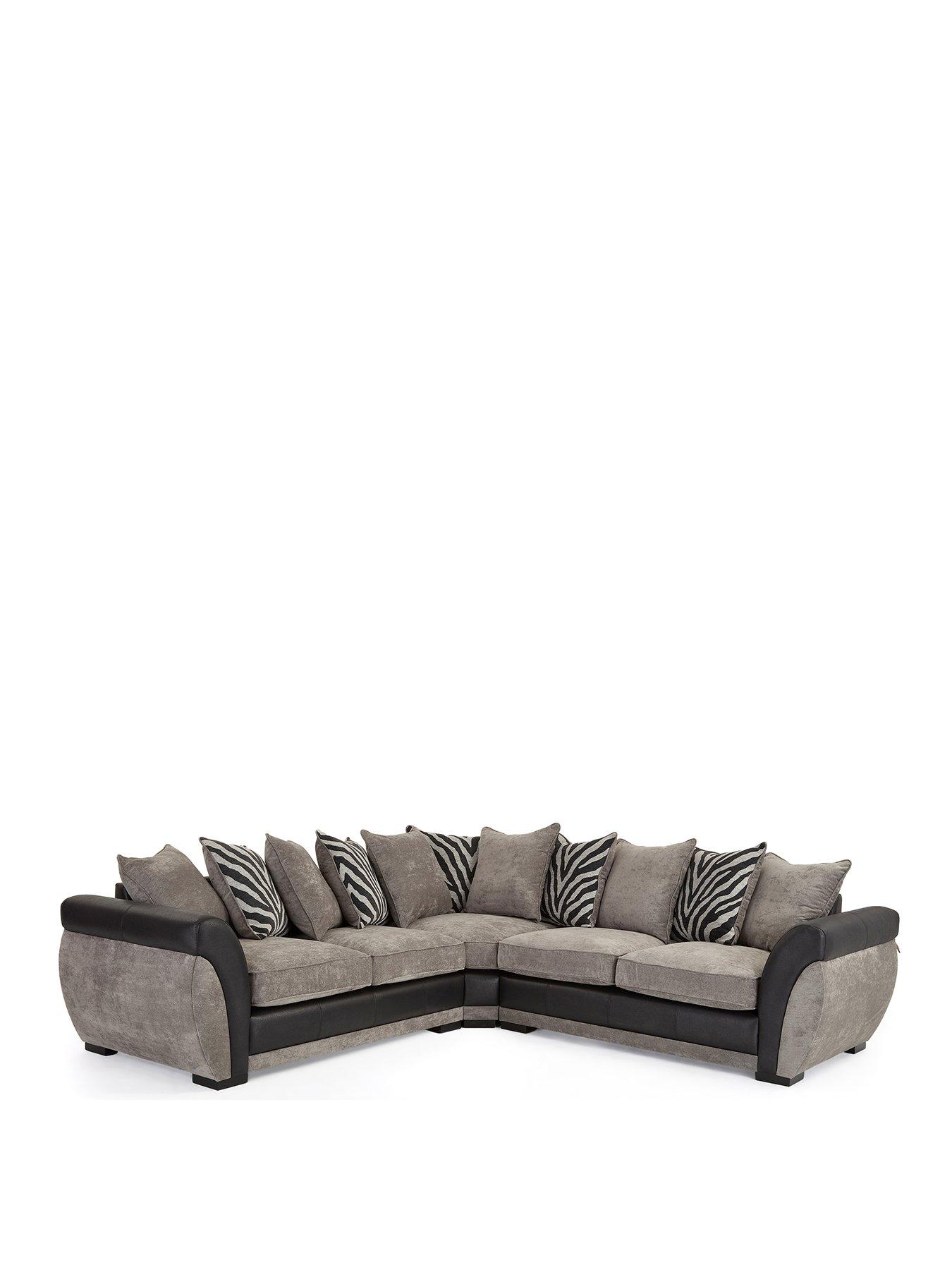 Image 2 of 7 of Very Home Nova Fabric/Faux Leather Corner Group&nbsp;Sofa - Grey/Black
