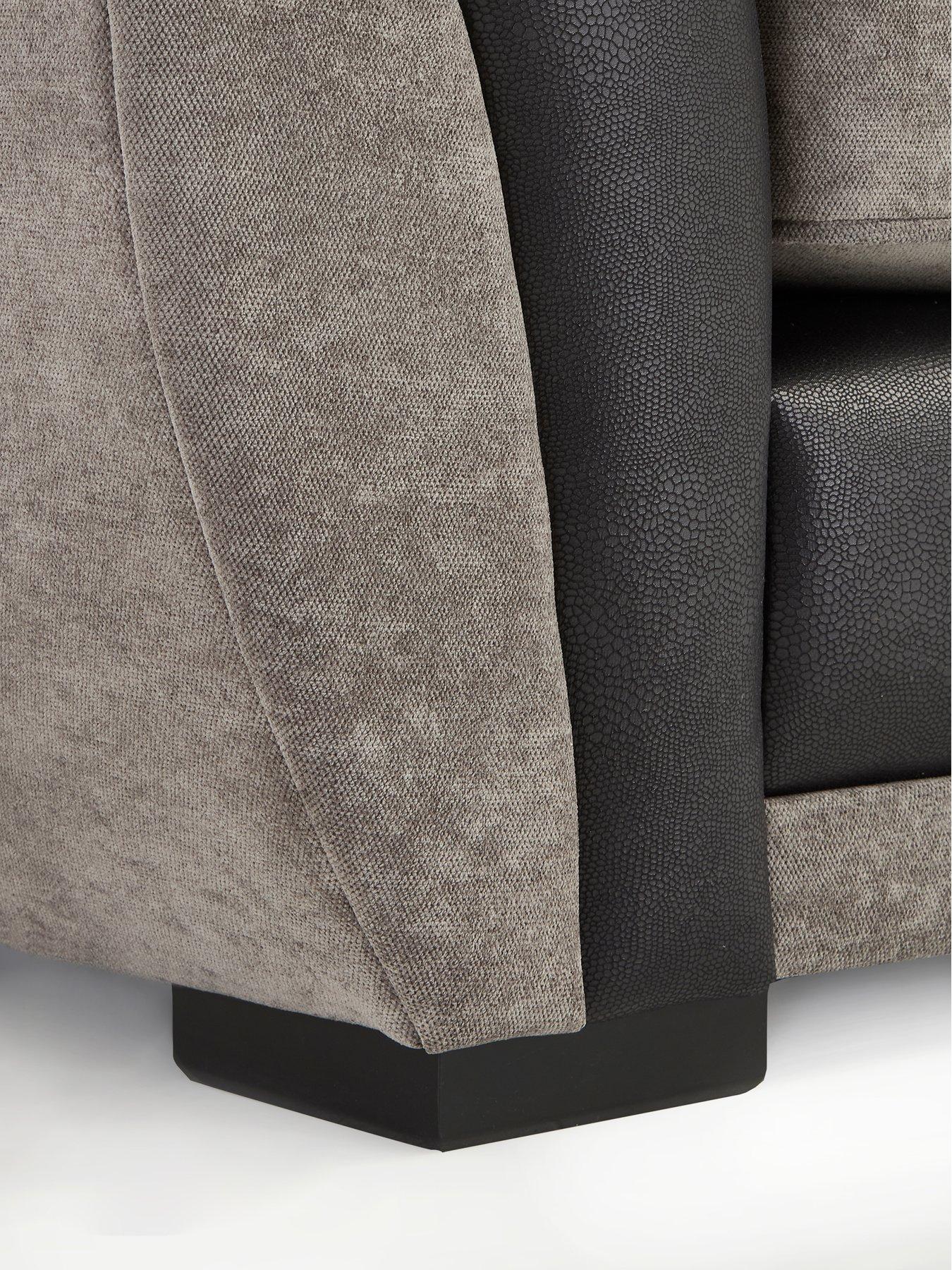 Image 4 of 7 of Very Home Nova Fabric/Faux Leather Corner Group&nbsp;Sofa - Grey/Black