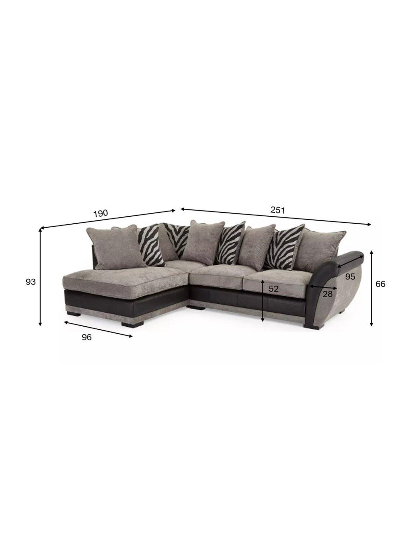 Image 7 of 7 of Very Home Nova Fabric/Faux Leather Left Hand Chaise Sofa&nbsp;- Grey/Black