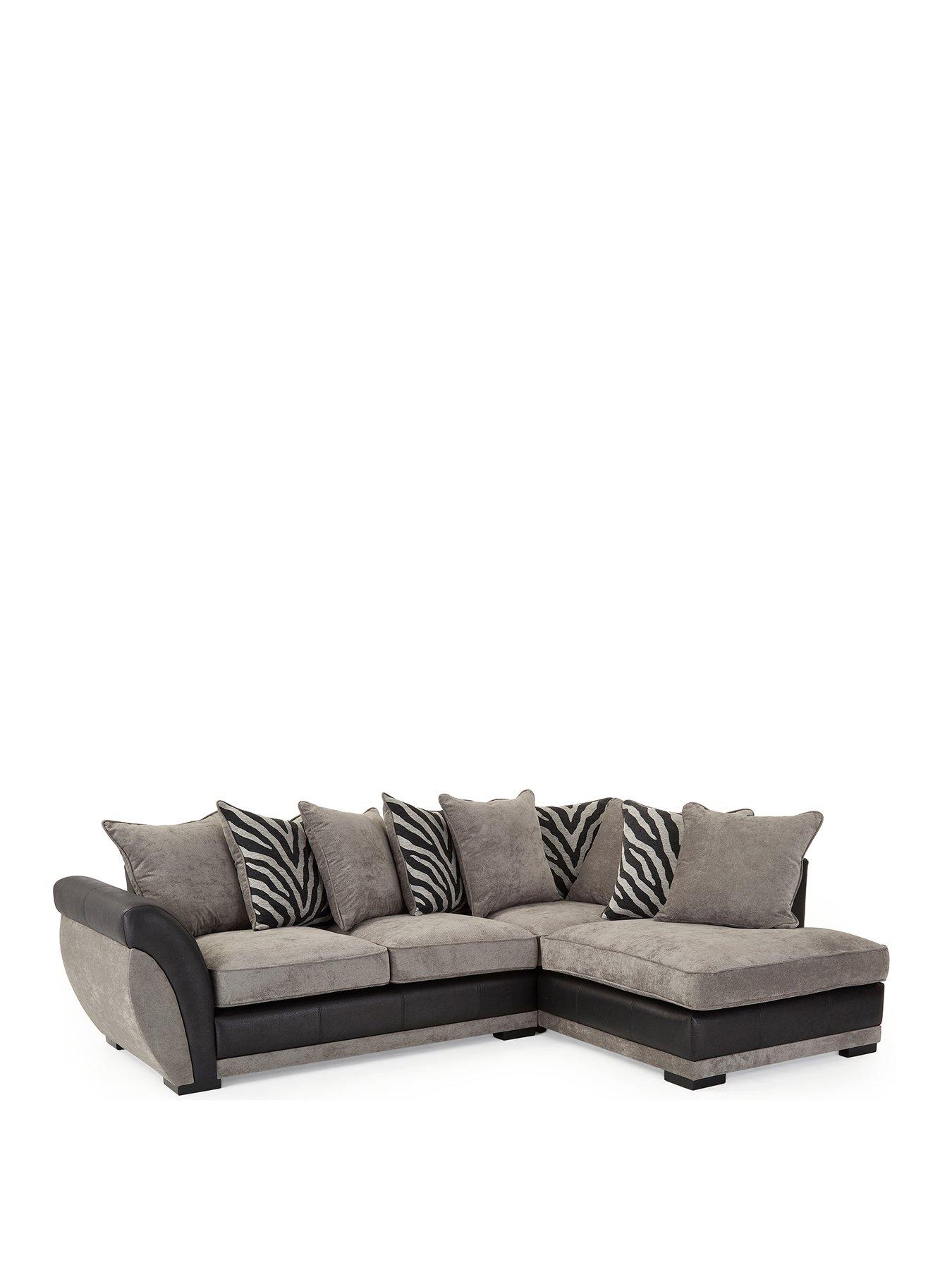 Image 2 of 7 of Very Home Nova Fabric/Faux Leather Right Hand Single&nbsp;Arm Sofa - Grey/Black