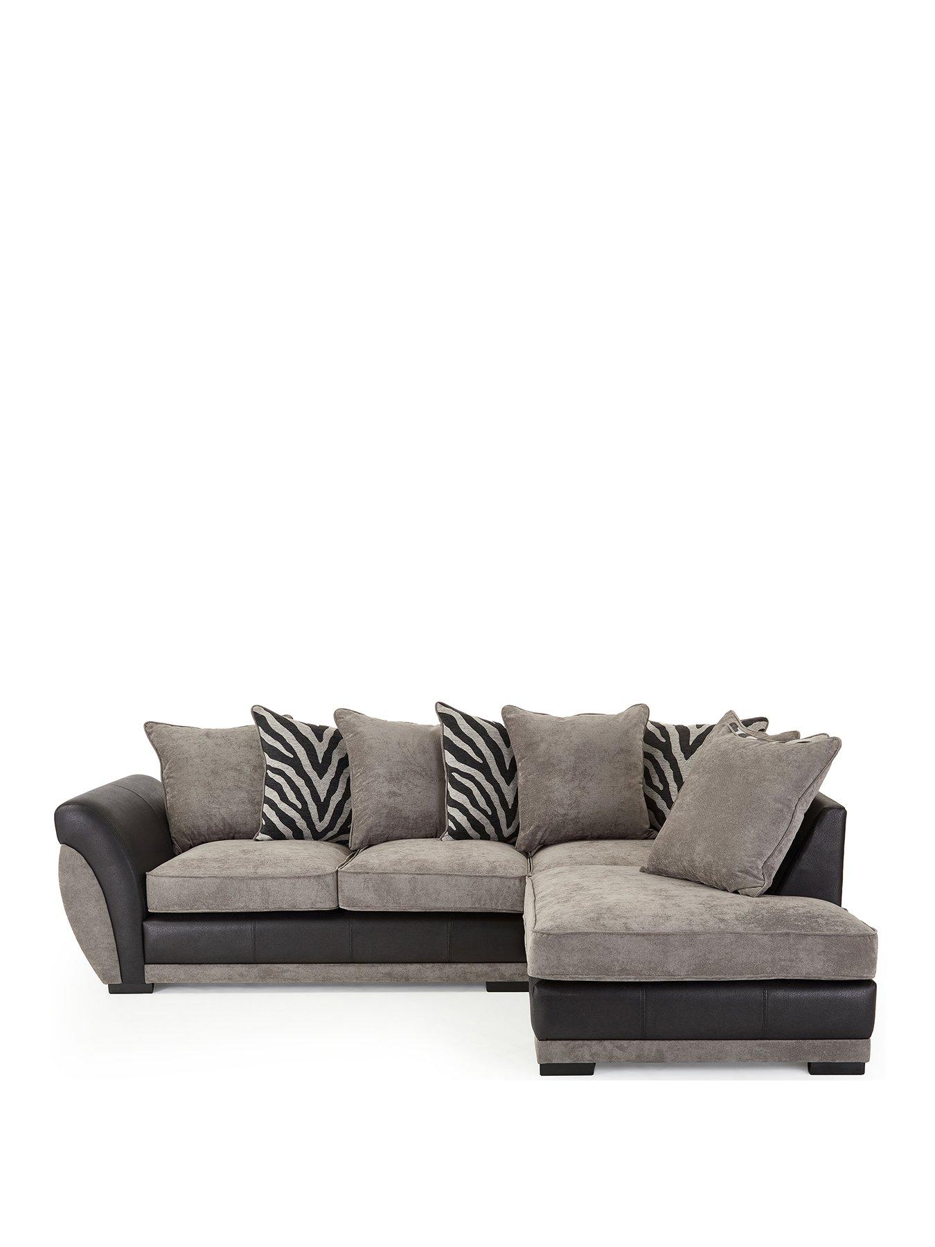 Image 3 of 7 of Very Home Nova Fabric/Faux Leather Right Hand Single&nbsp;Arm Sofa - Grey/Black
