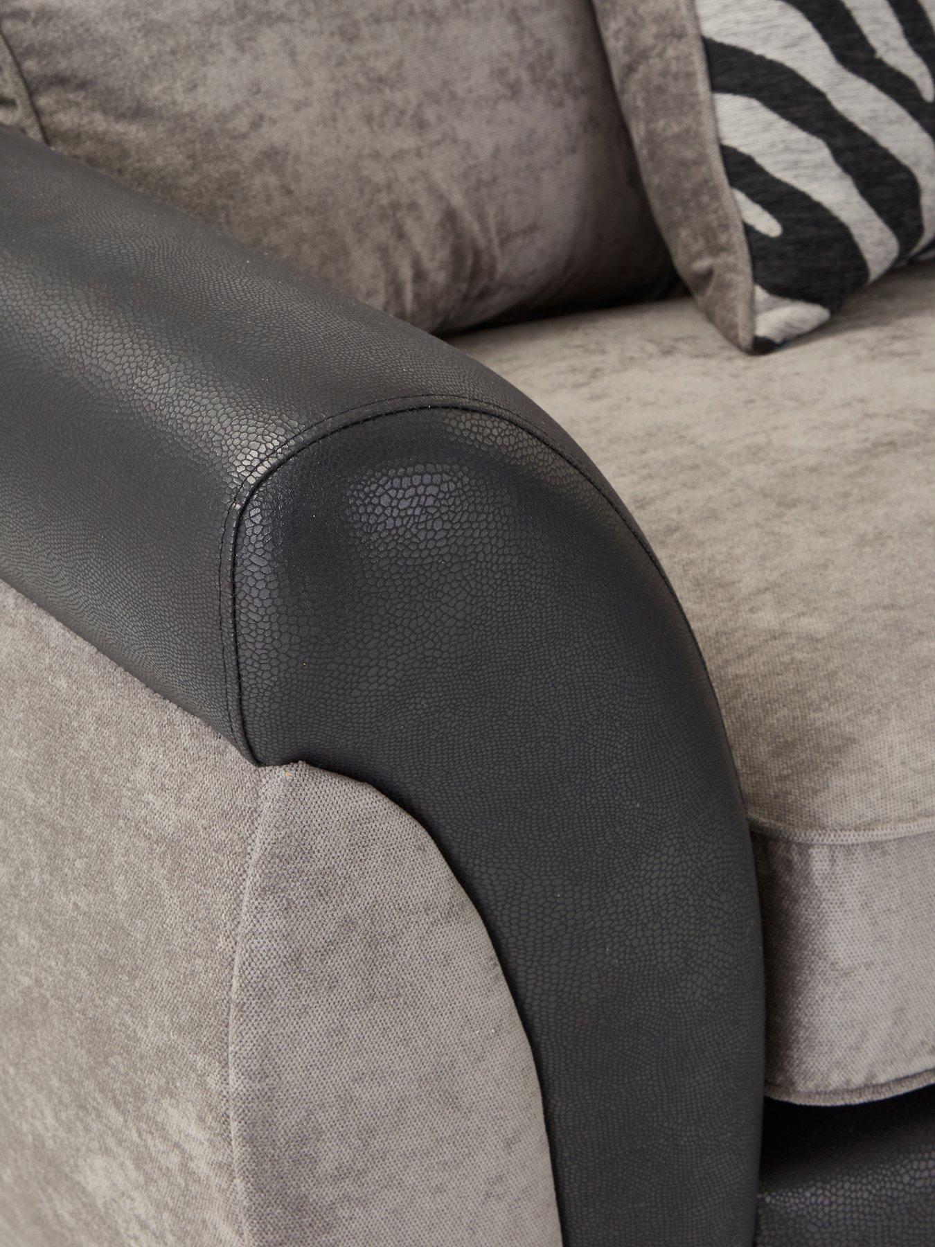 Image 5 of 7 of Very Home Nova Fabric/Faux Leather Right Hand Single&nbsp;Arm Sofa - Grey/Black