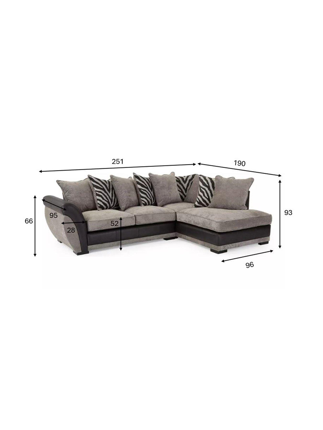 Image 7 of 7 of Very Home Nova Fabric/Faux Leather Right Hand Single&nbsp;Arm Sofa - Grey/Black