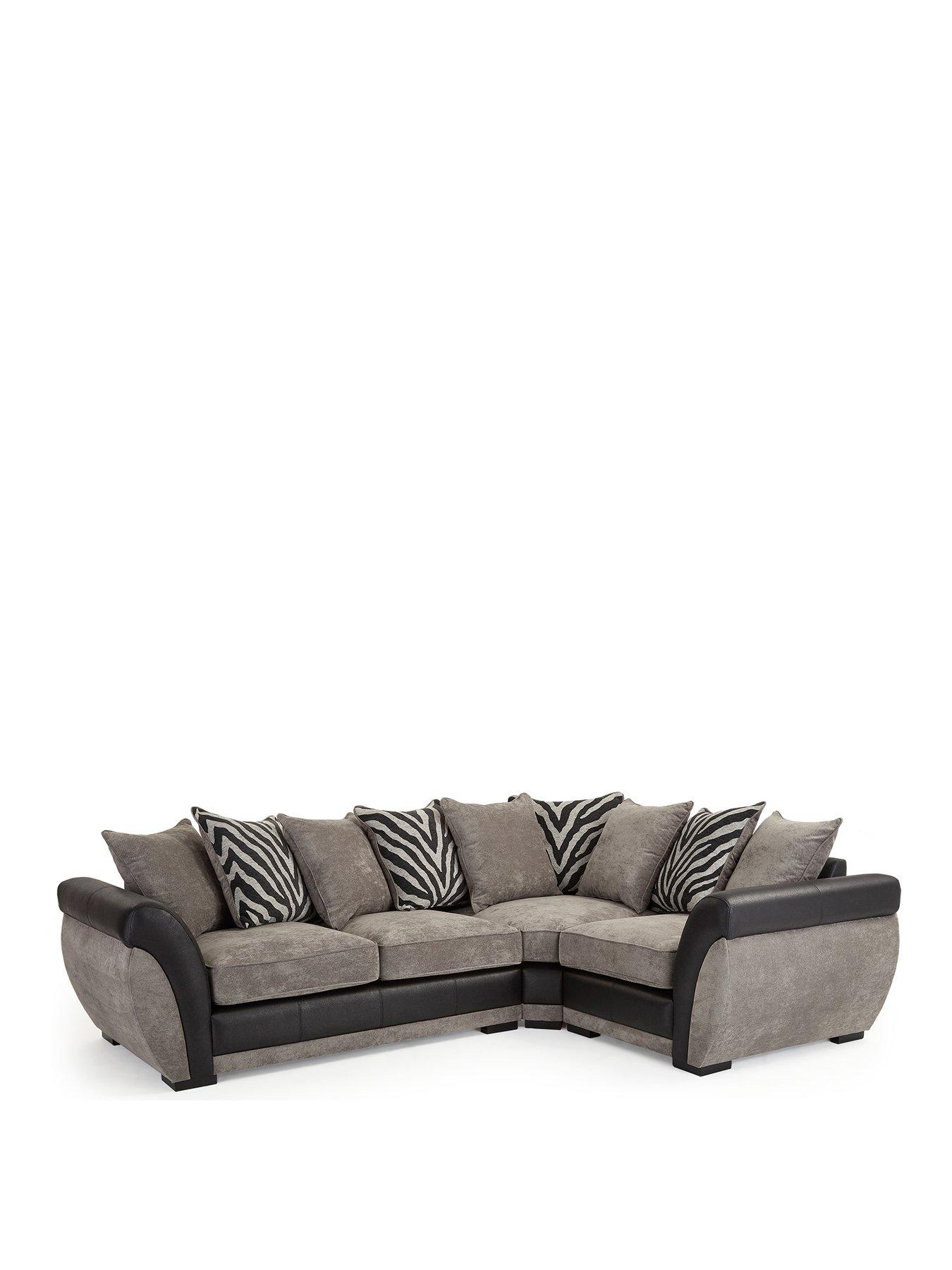 Image 2 of 7 of Very Home Nova Fabric/Faux Leather Right&nbsp;Hand Double Arm Sofa - Grey/Black
