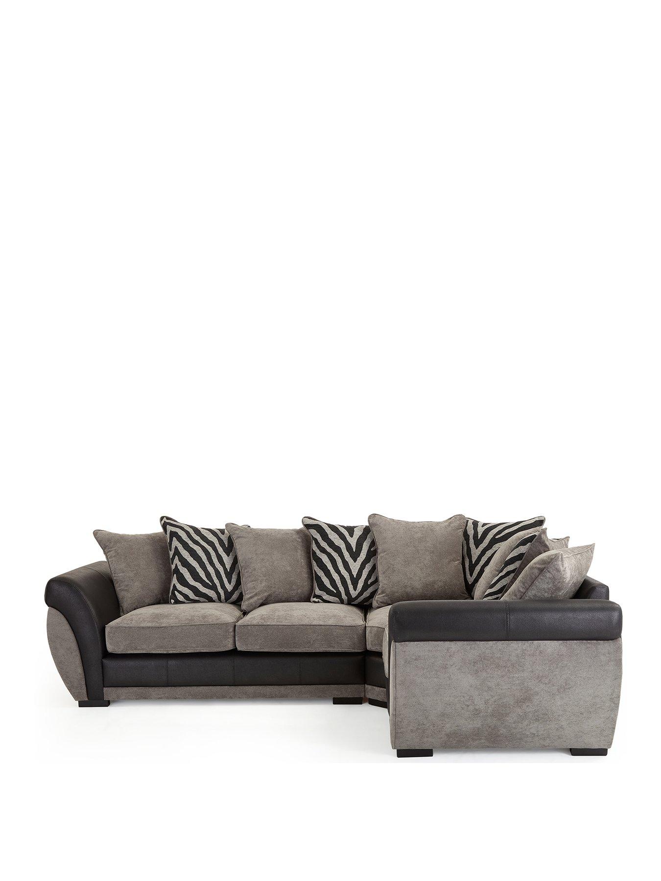 Image 3 of 7 of Very Home Nova Fabric/Faux Leather Right&nbsp;Hand Double Arm Sofa - Grey/Black