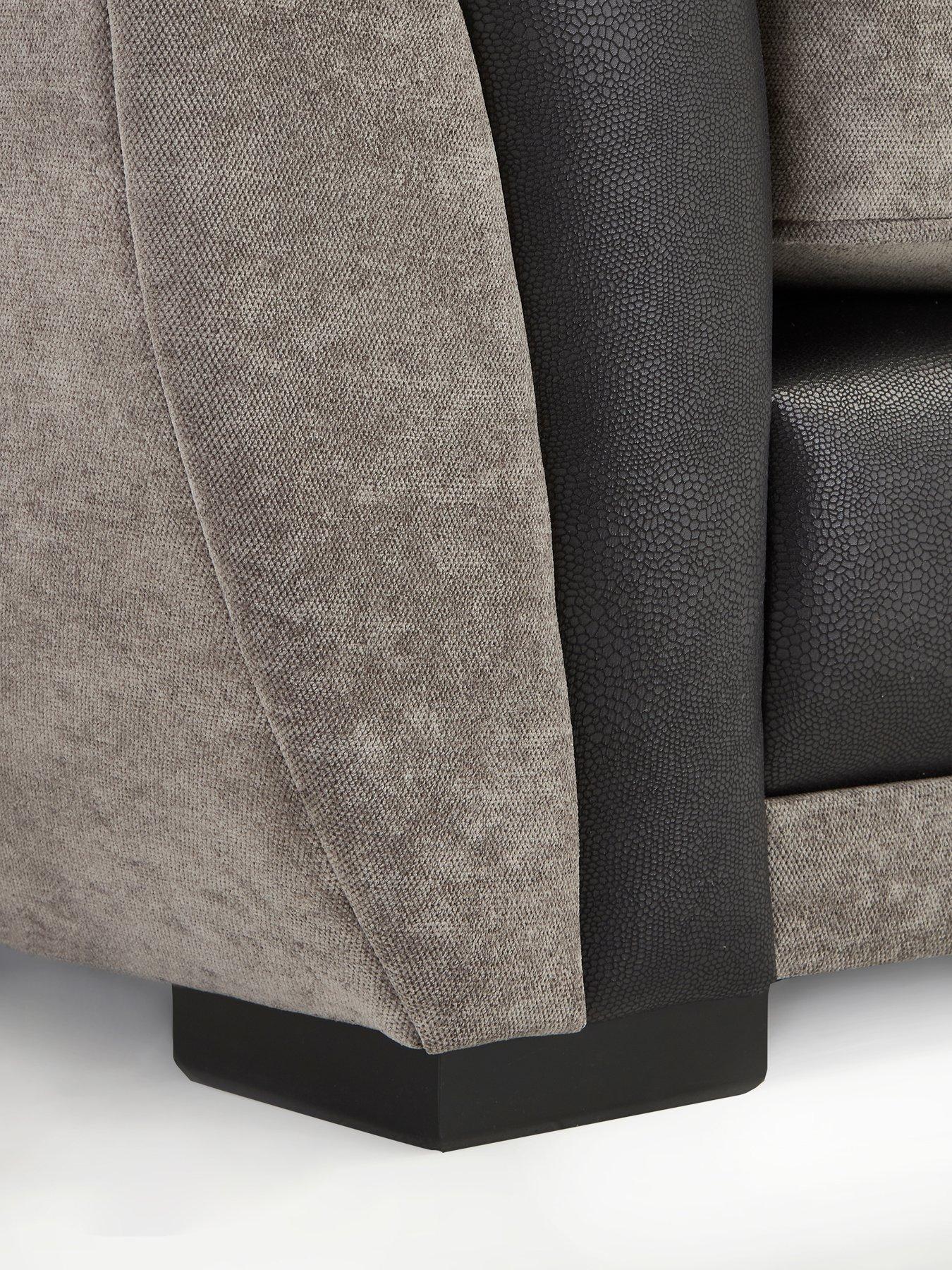 Image 4 of 7 of Very Home Nova Fabric/Faux Leather Right&nbsp;Hand Double Arm Sofa - Grey/Black