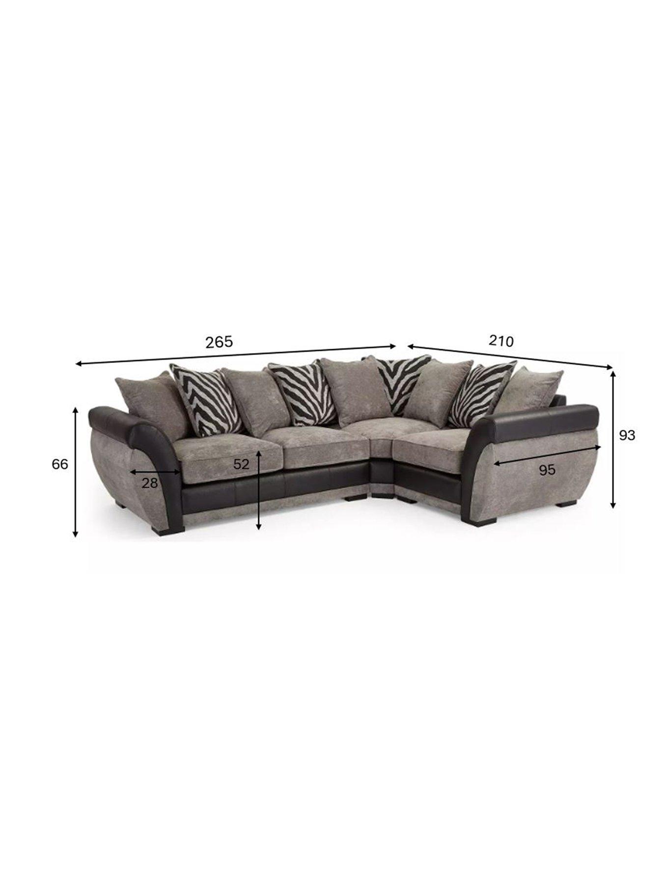 Image 7 of 7 of Very Home Nova Fabric/Faux Leather Right&nbsp;Hand Double Arm Sofa - Grey/Black