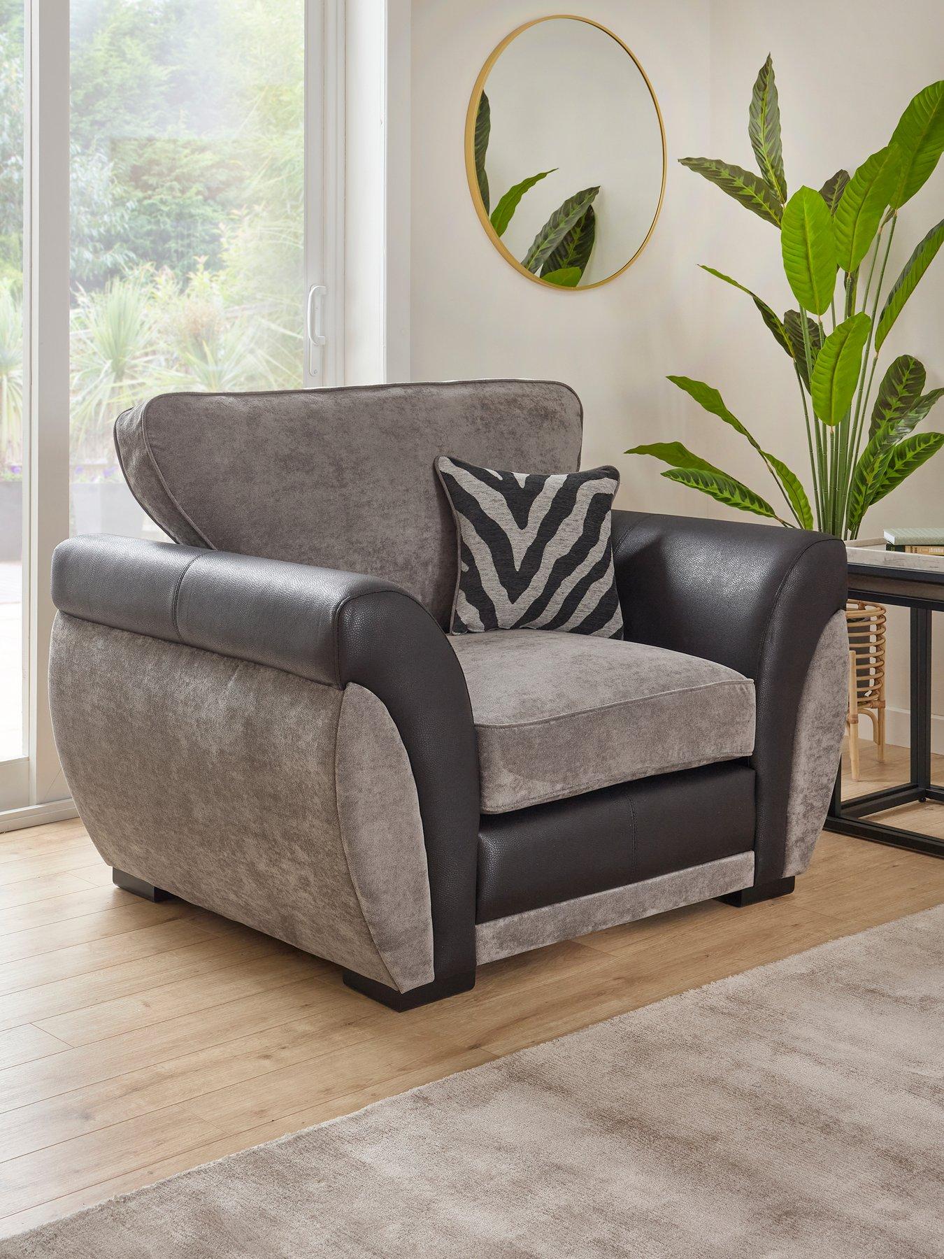 Image 1 of 7 of Very Home Nova Fabric/Faux Leather Armchair&nbsp;-&nbsp;Grey/Black
