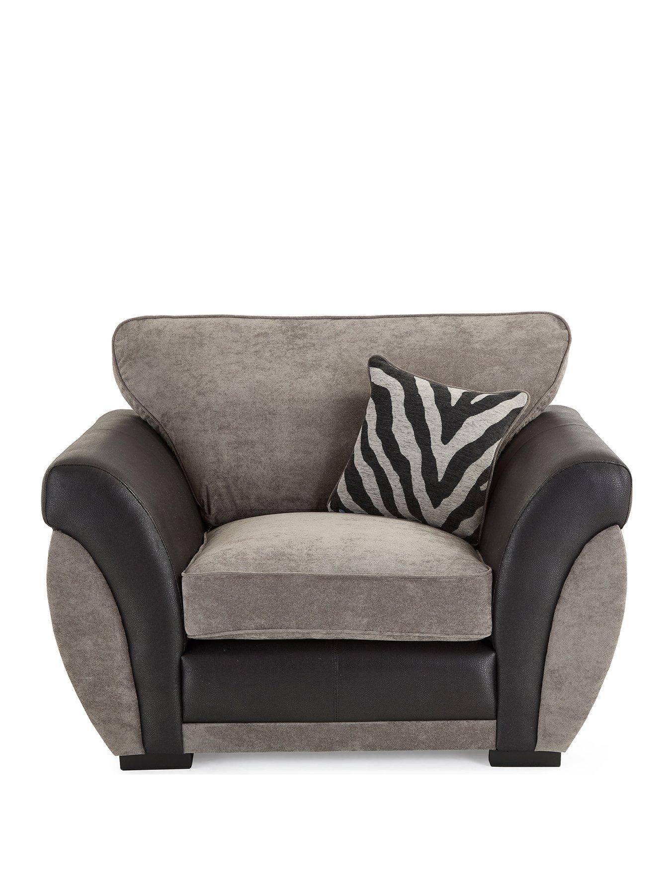 Image 2 of 7 of Very Home Nova Fabric/Faux Leather Armchair&nbsp;-&nbsp;Grey/Black