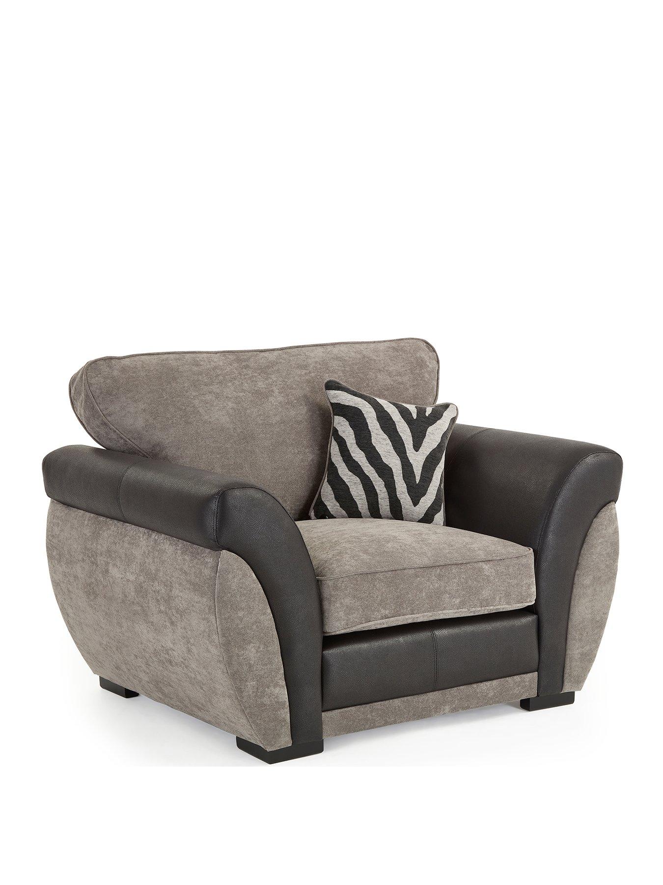 Image 3 of 7 of Very Home Nova Fabric/Faux Leather Armchair&nbsp;-&nbsp;Grey/Black