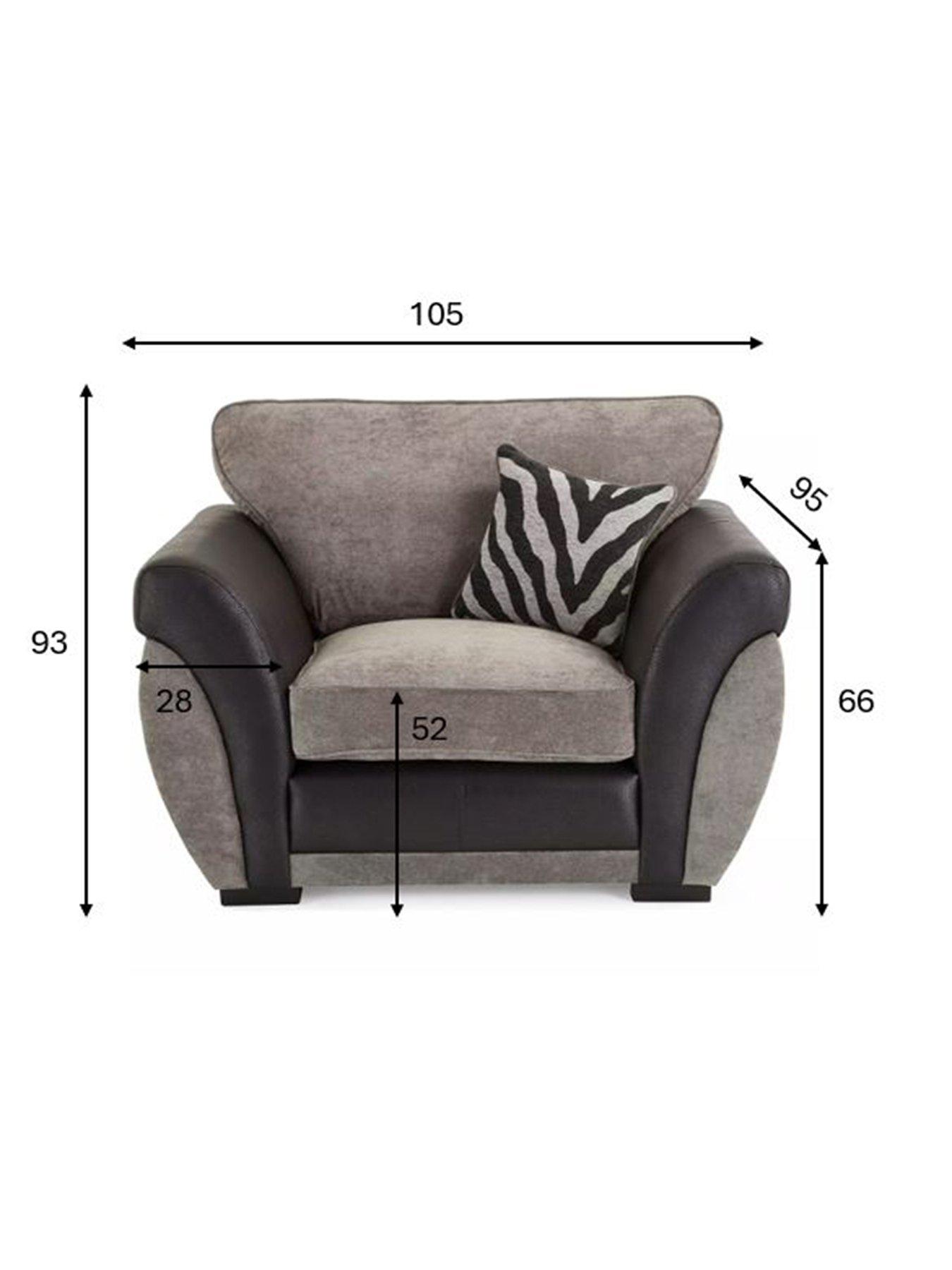 Image 7 of 7 of Very Home Nova Fabric/Faux Leather Armchair&nbsp;-&nbsp;Grey/Black