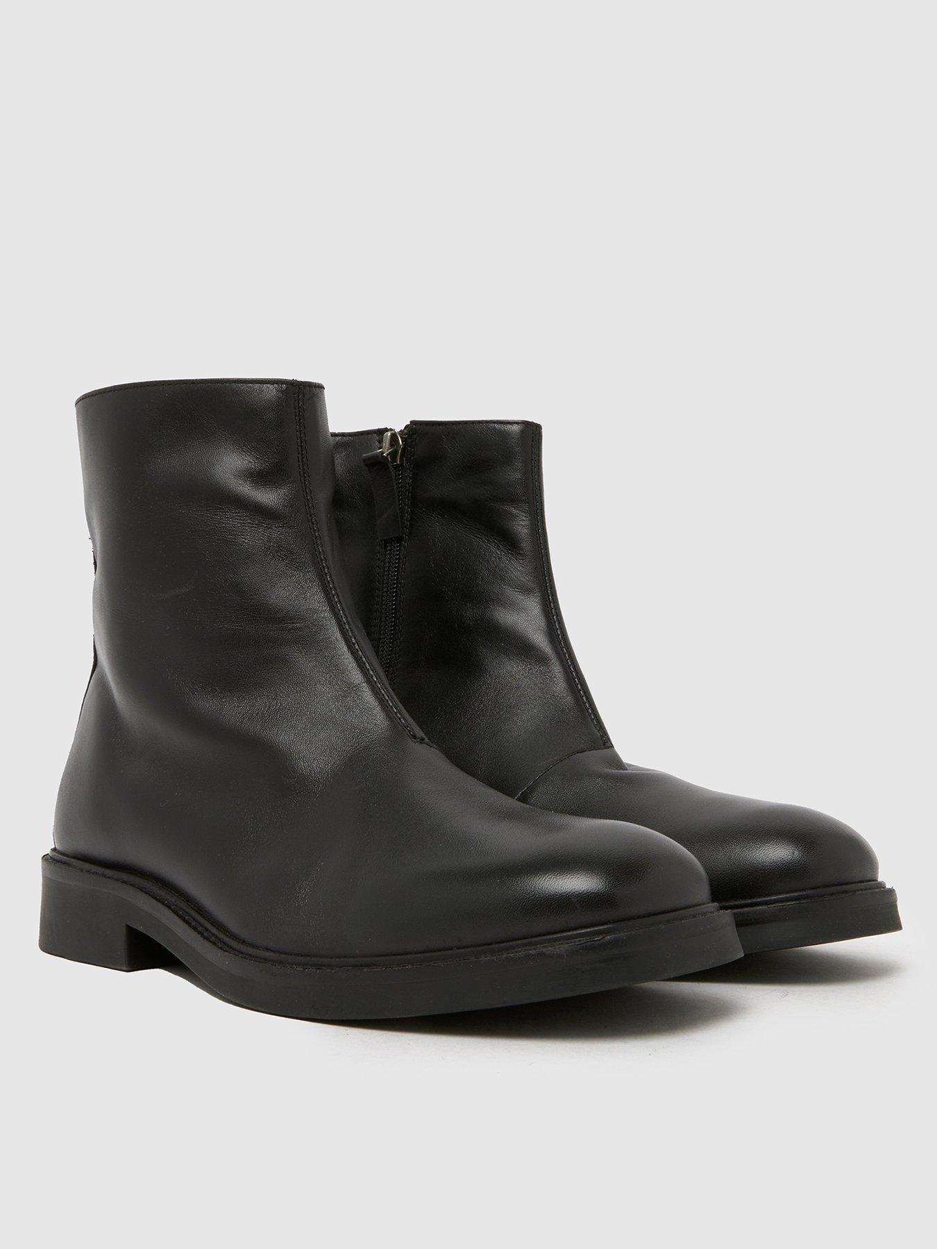 Image 2 of 4 of Schuh Dario Inside Zip Square Toe Leather&nbsp;Boots - Black