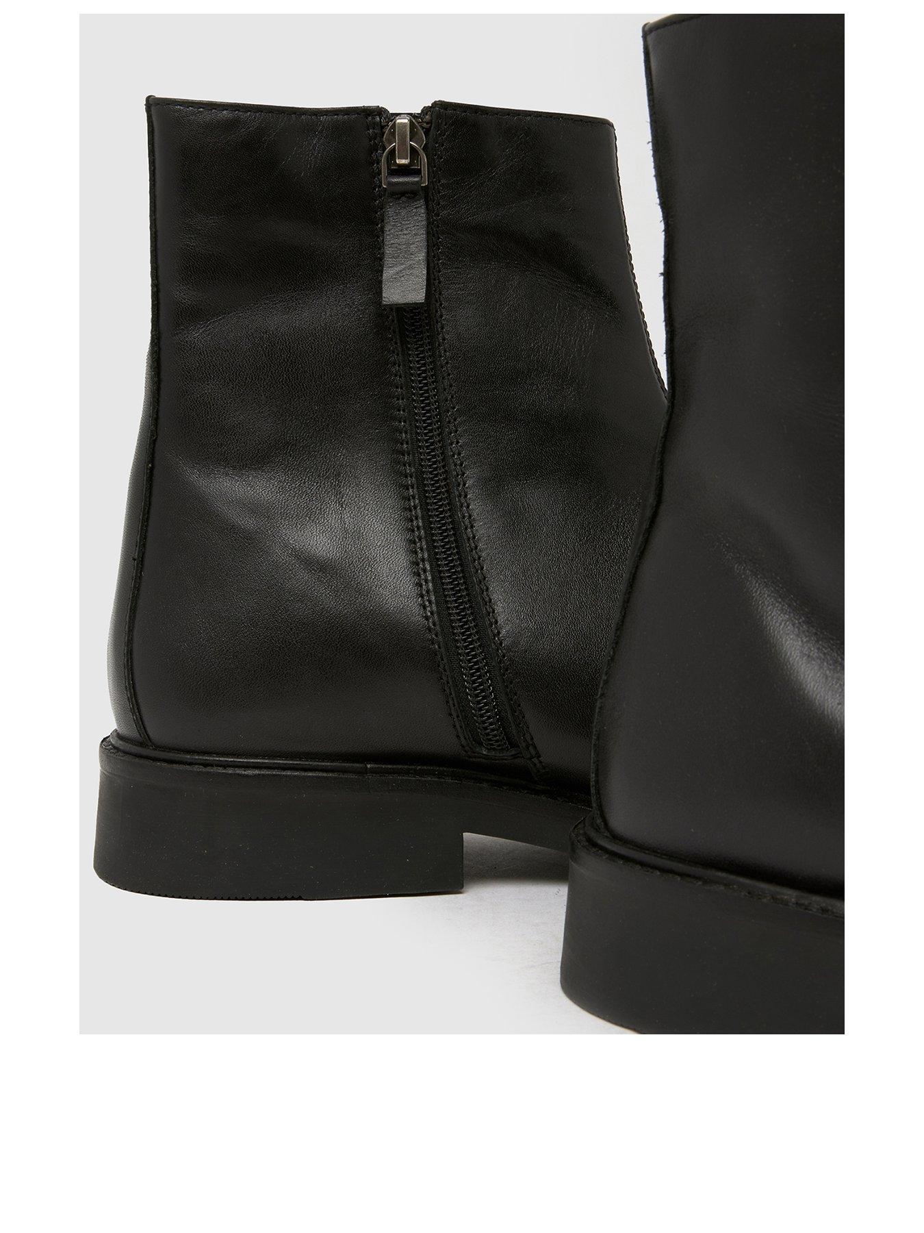 Image 3 of 4 of Schuh Dario Inside Zip Square Toe Leather&nbsp;Boots - Black