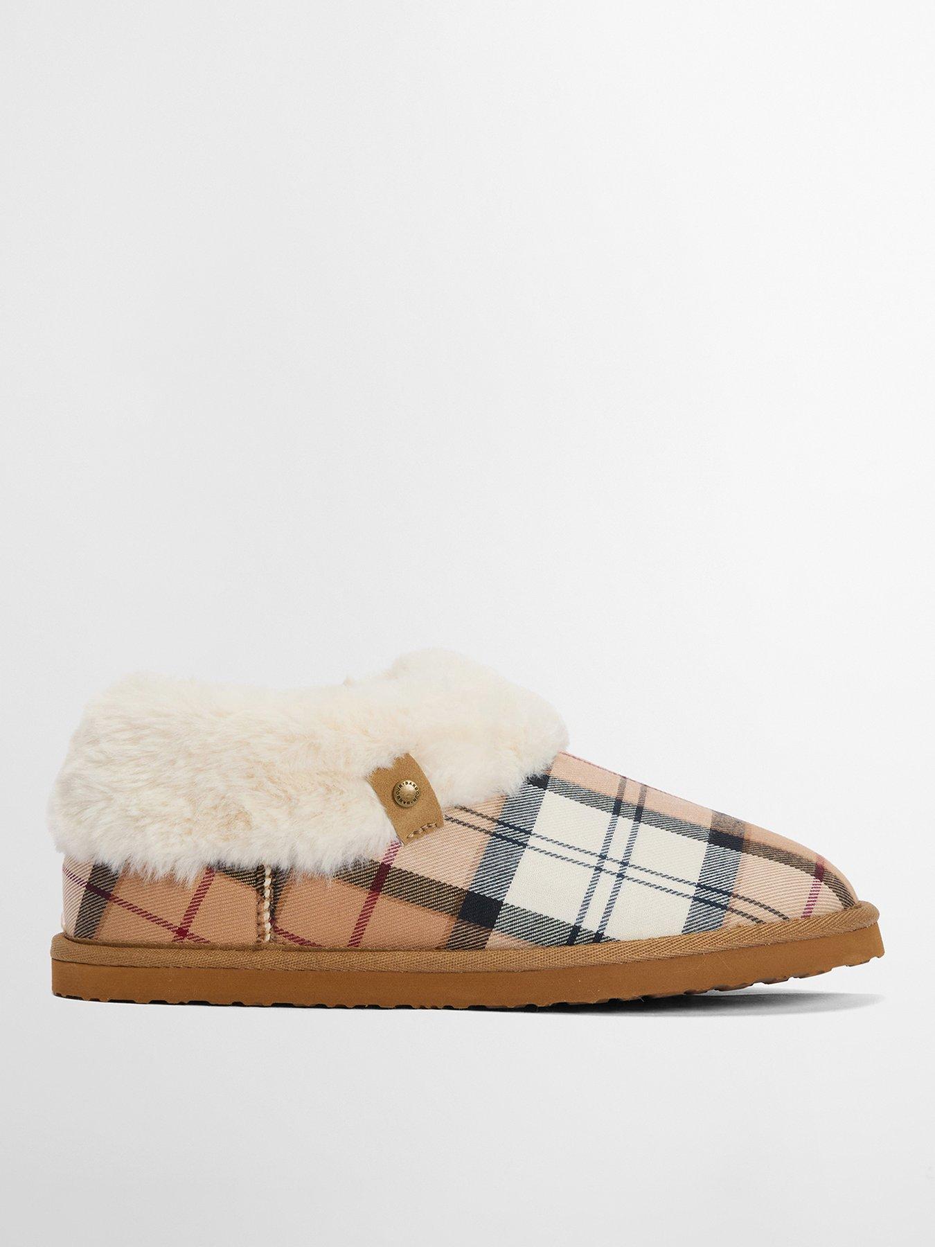 barbour-eloise-tartan-bootie-slipper-brown