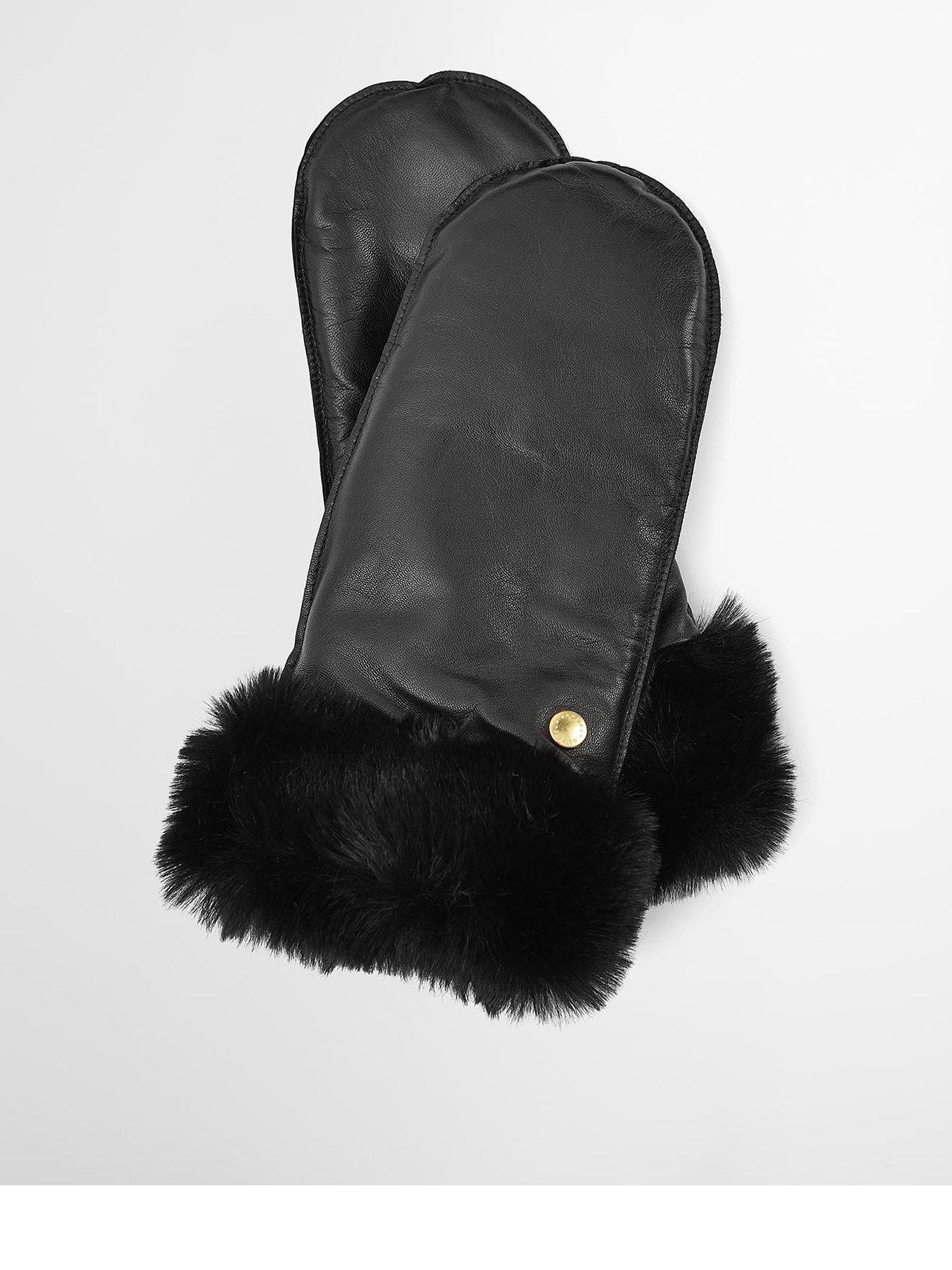barbour-daniella-leather-mittens-black