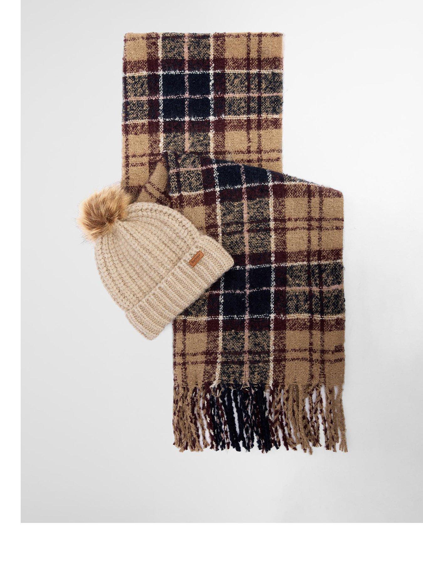 Image 1 of 5 of Barbour Saltburn Beanie &amp; Tartan Scarf Gift Set
