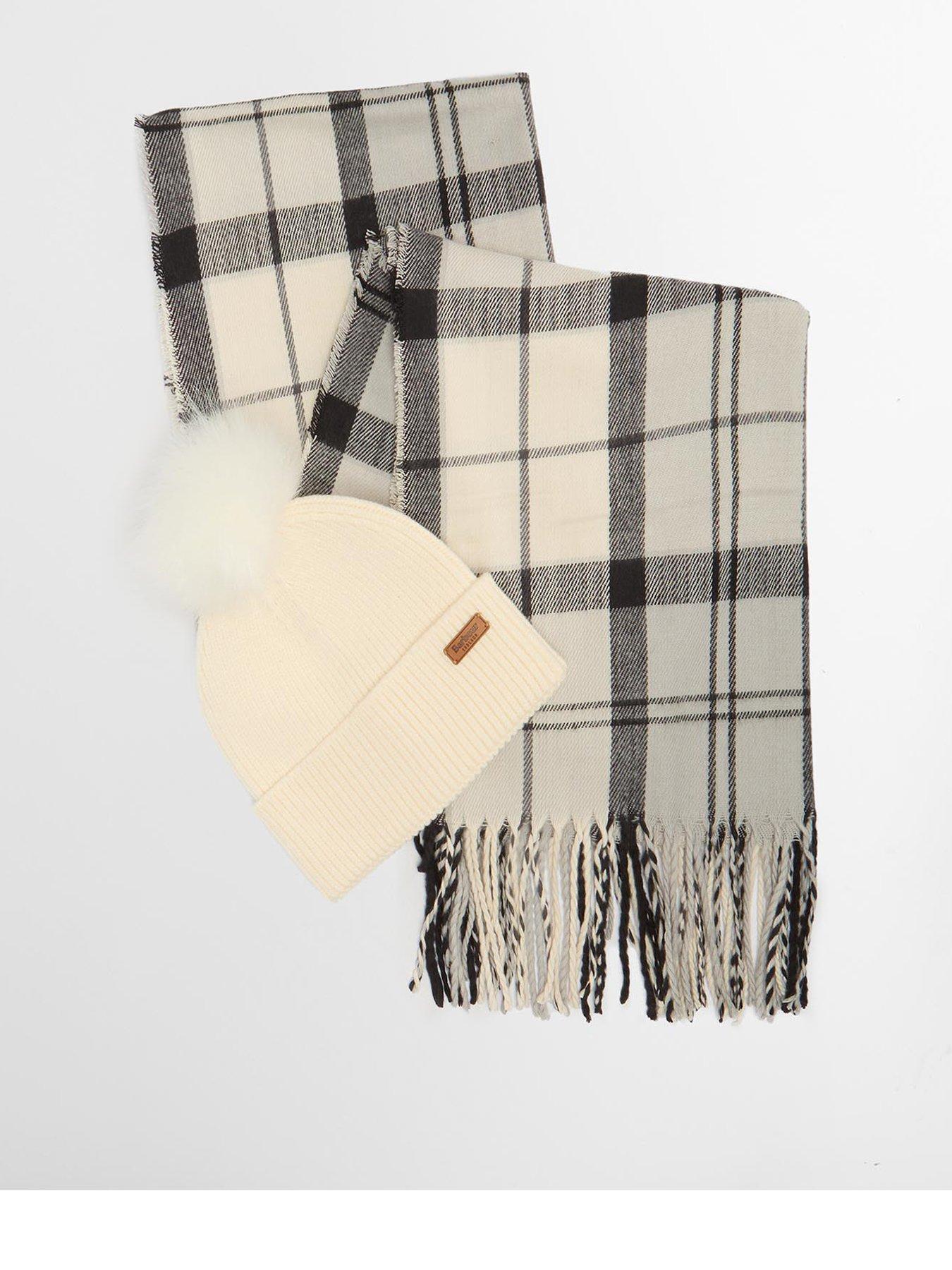 Barbour Dover Beanie  &  Hailes Scarf Gift Set - White