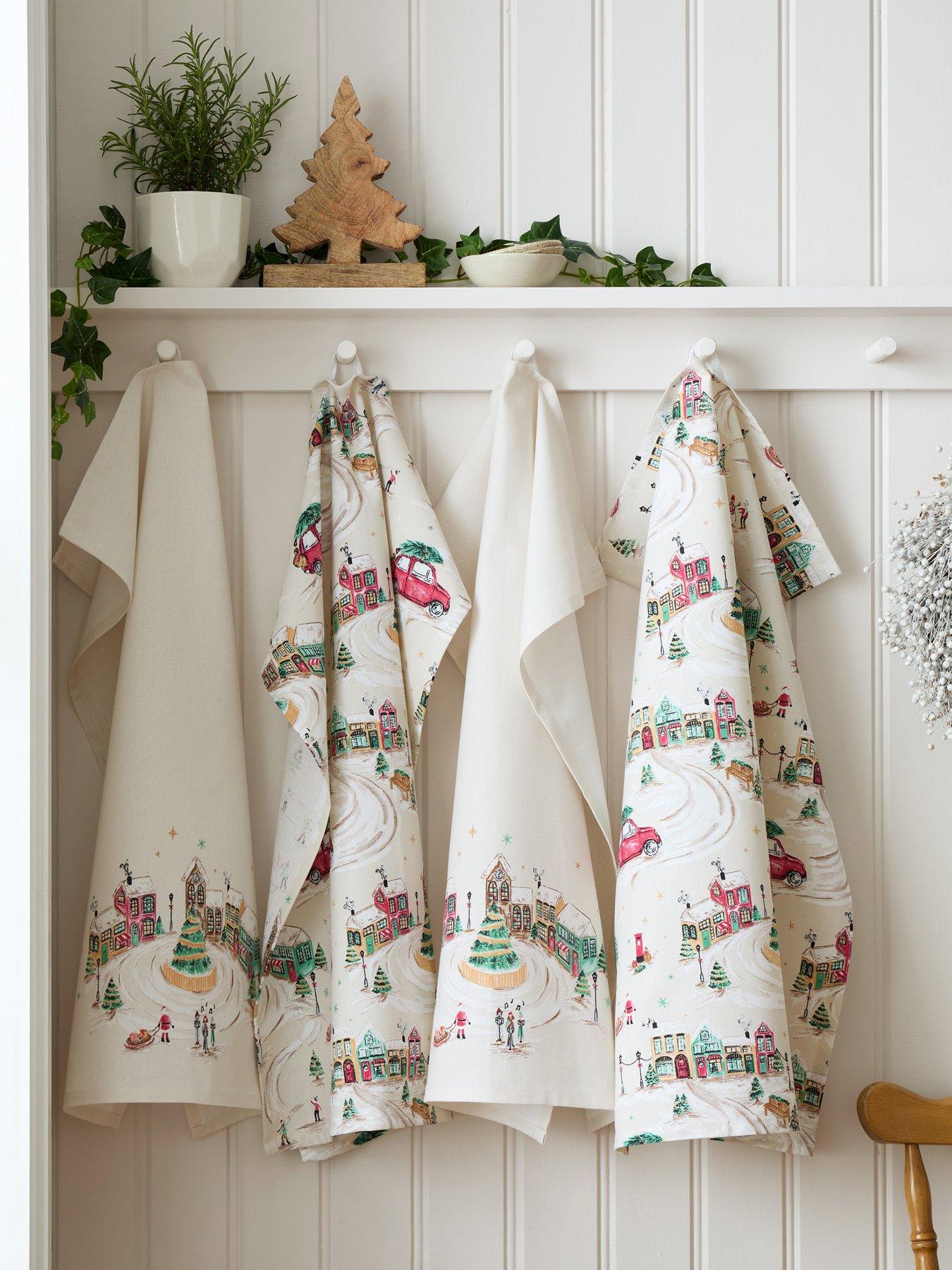 Image 1 of 3 of Catherine Lansfield Christmas Town Tea Towels 4 Pk