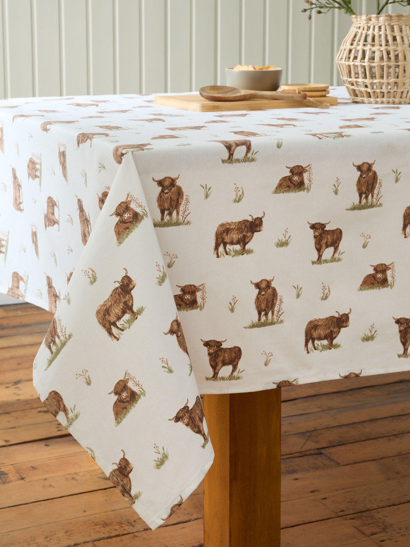 Image 3 of 3 of Catherine Lansfield Angus Highland Cow Table Cloth- 137x178cm