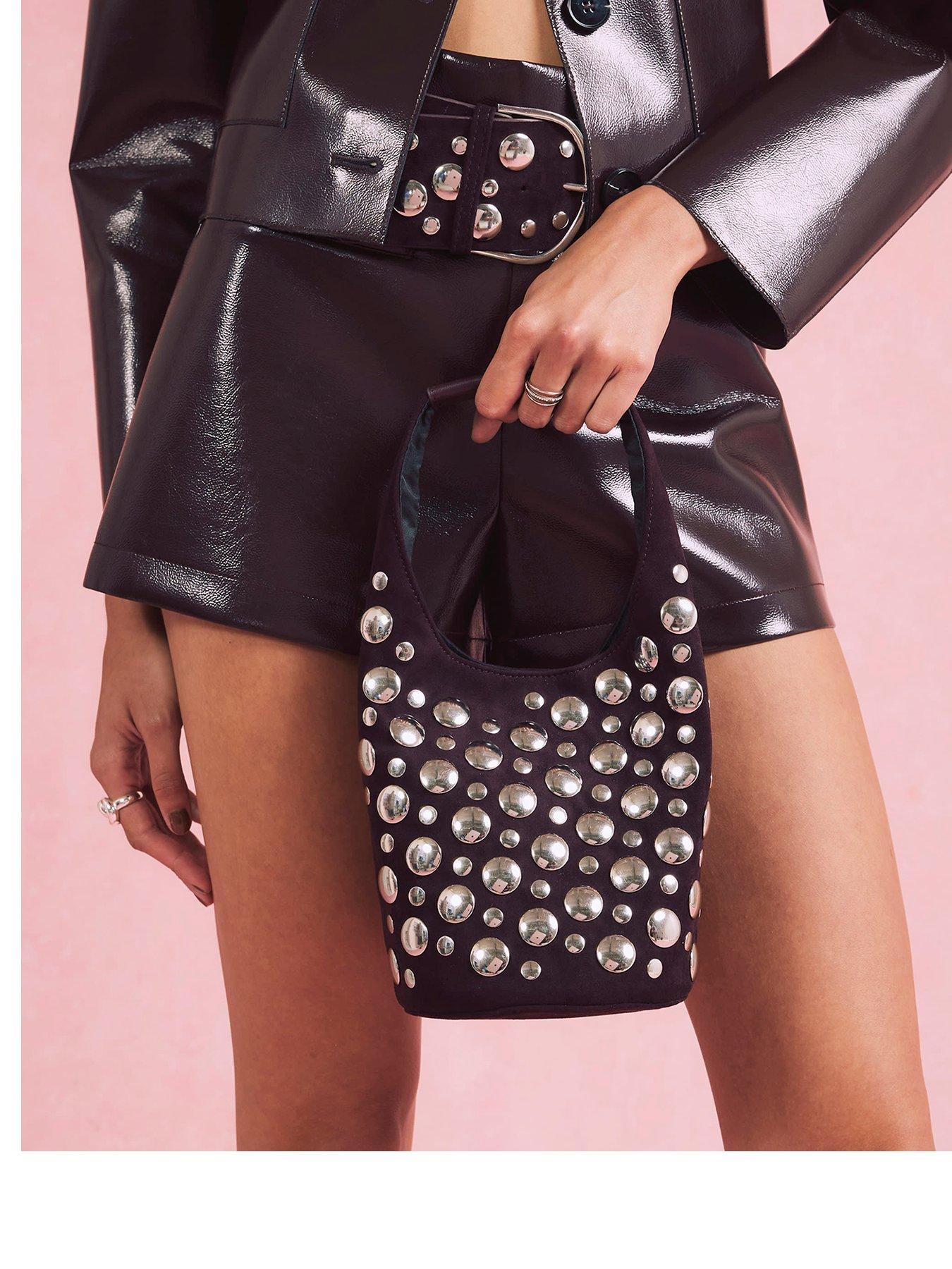 Image 1 of 5 of River Island Studded Suedette Bucket - Red