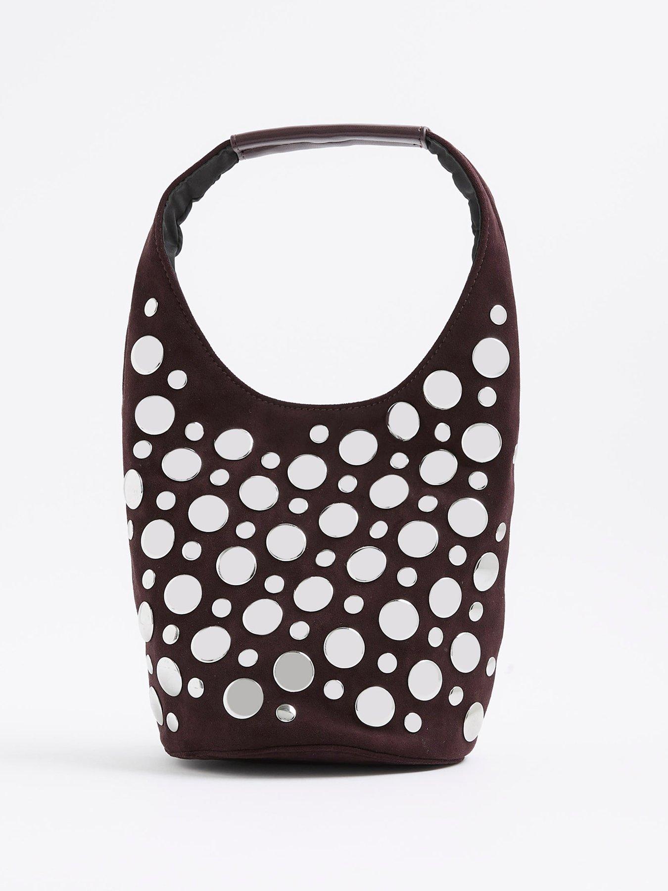 Image 2 of 5 of River Island Studded Suedette Bucket - Red