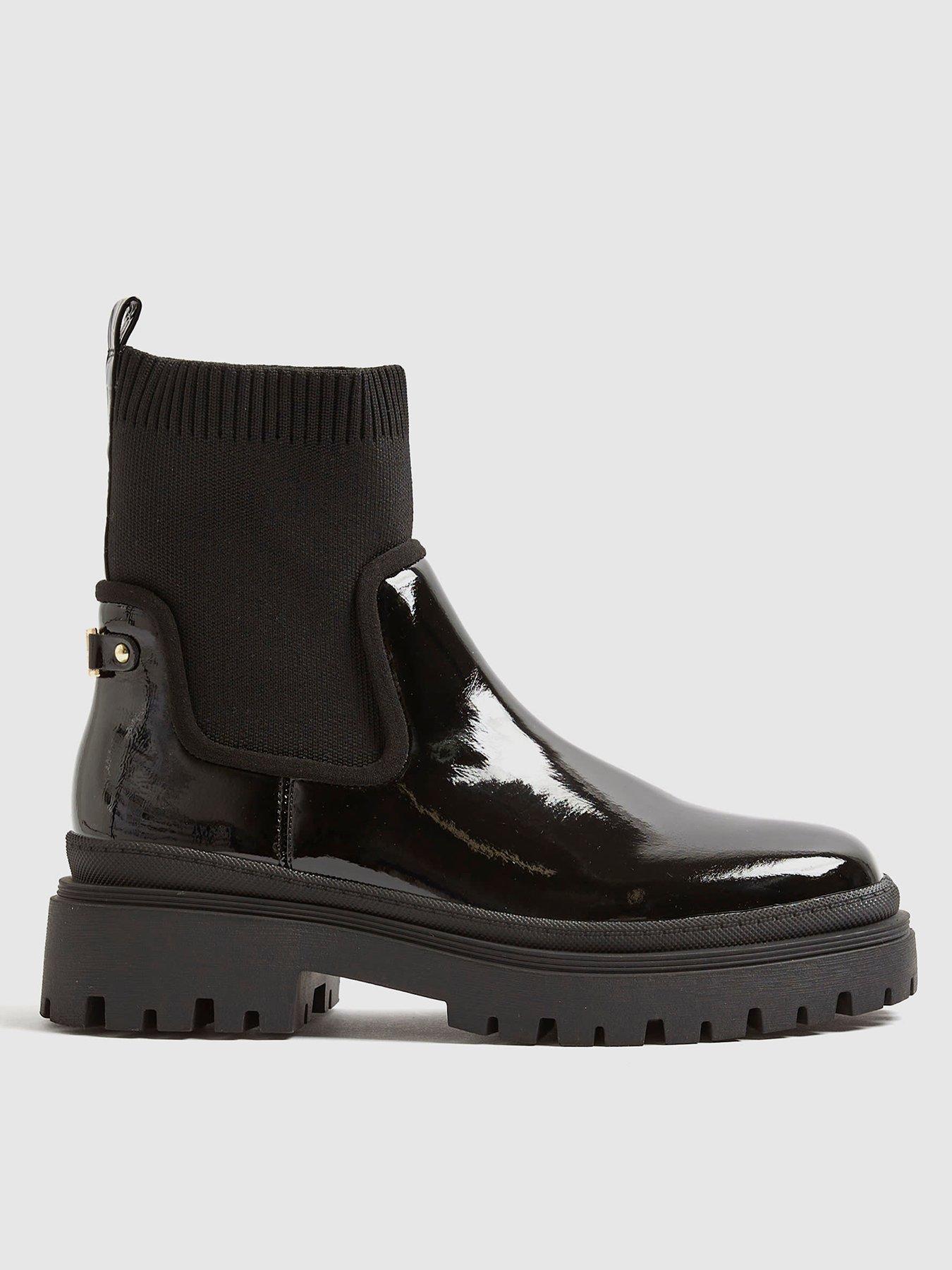 River Island Knit Chunky Ankle Boot - Black