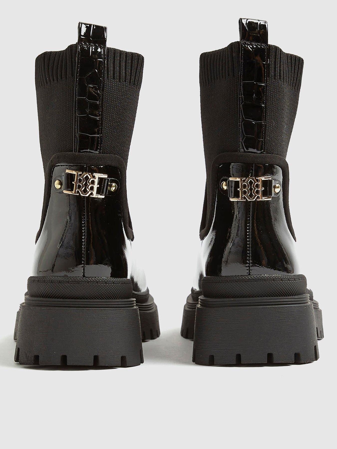 Image 3 of 6 of River Island Knit Chunky Ankle Boot - Black