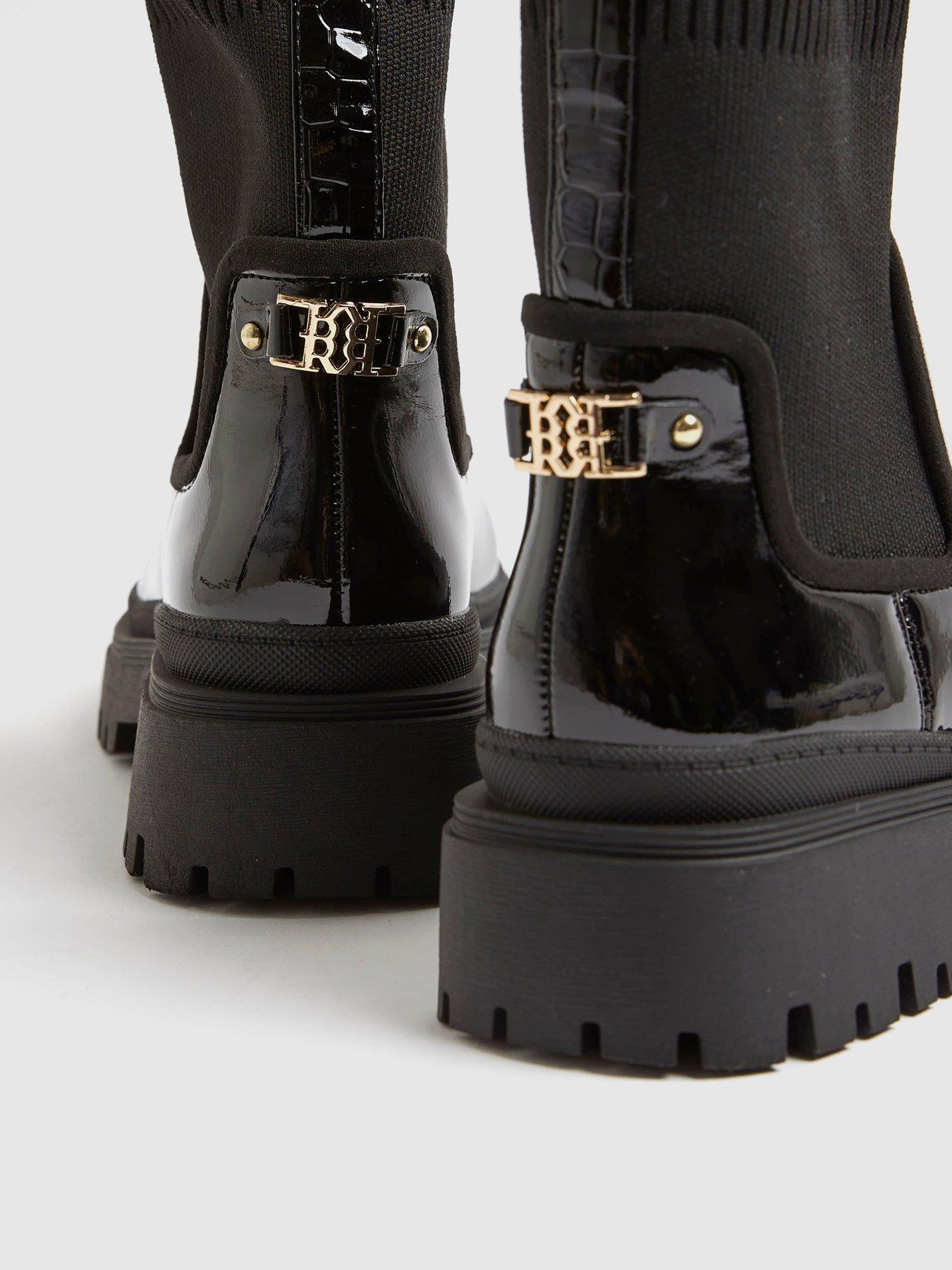 Image 5 of 6 of River Island Knit Chunky Ankle Boot - Black