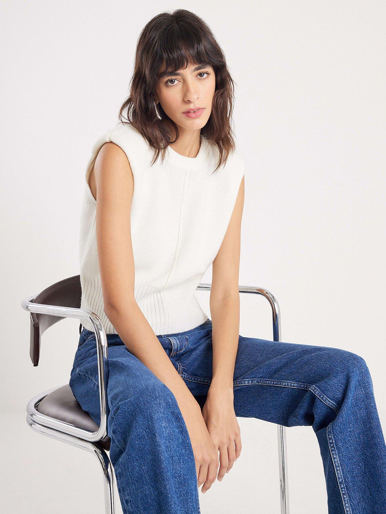 river-island-structure-shoulder-tank-cream