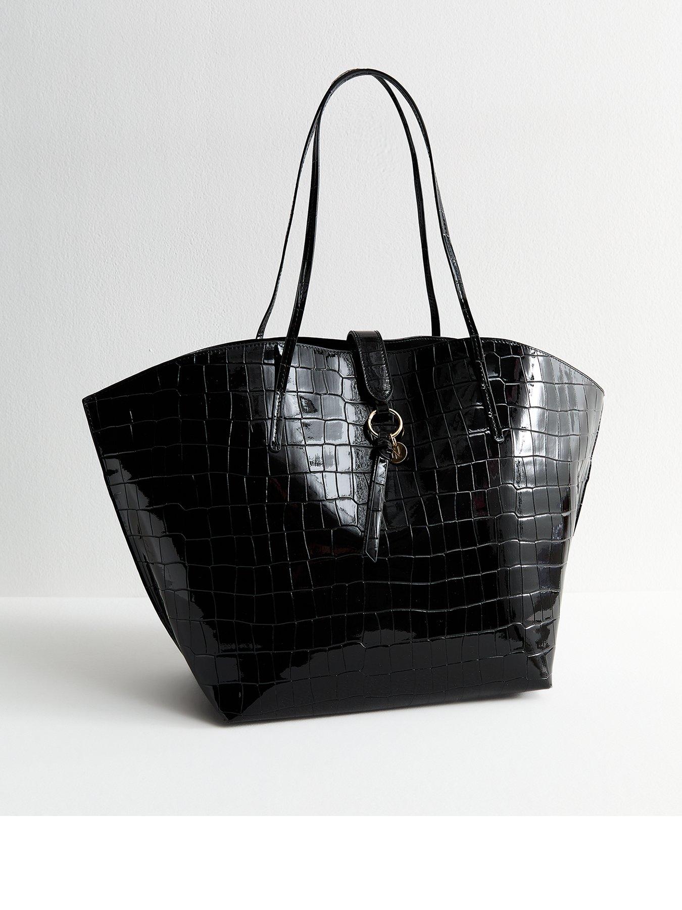 new-look-black-textured-faux-leather-large-tote-bag