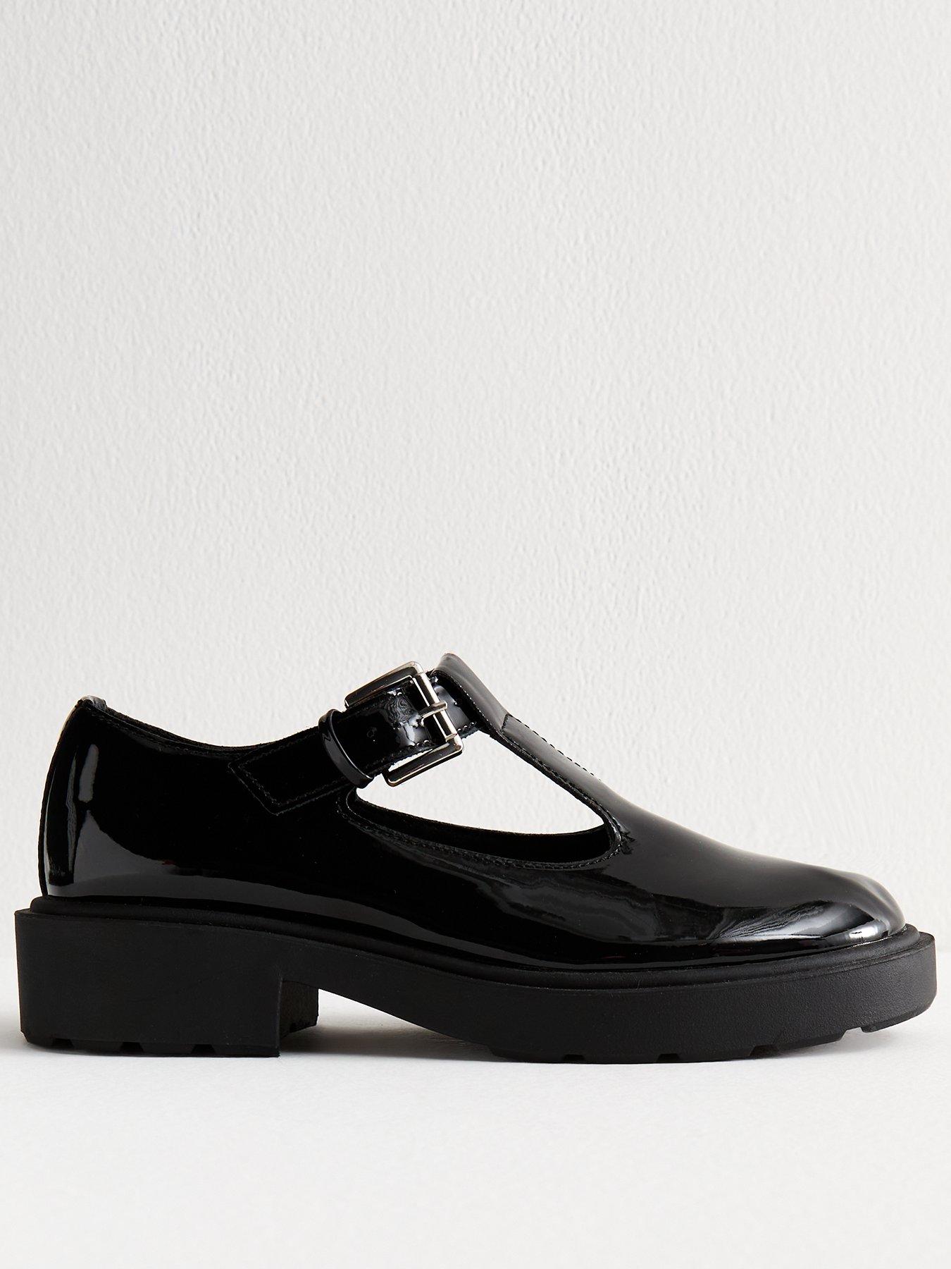 New Look Patent T Bar Mary Jane Shoes- Black