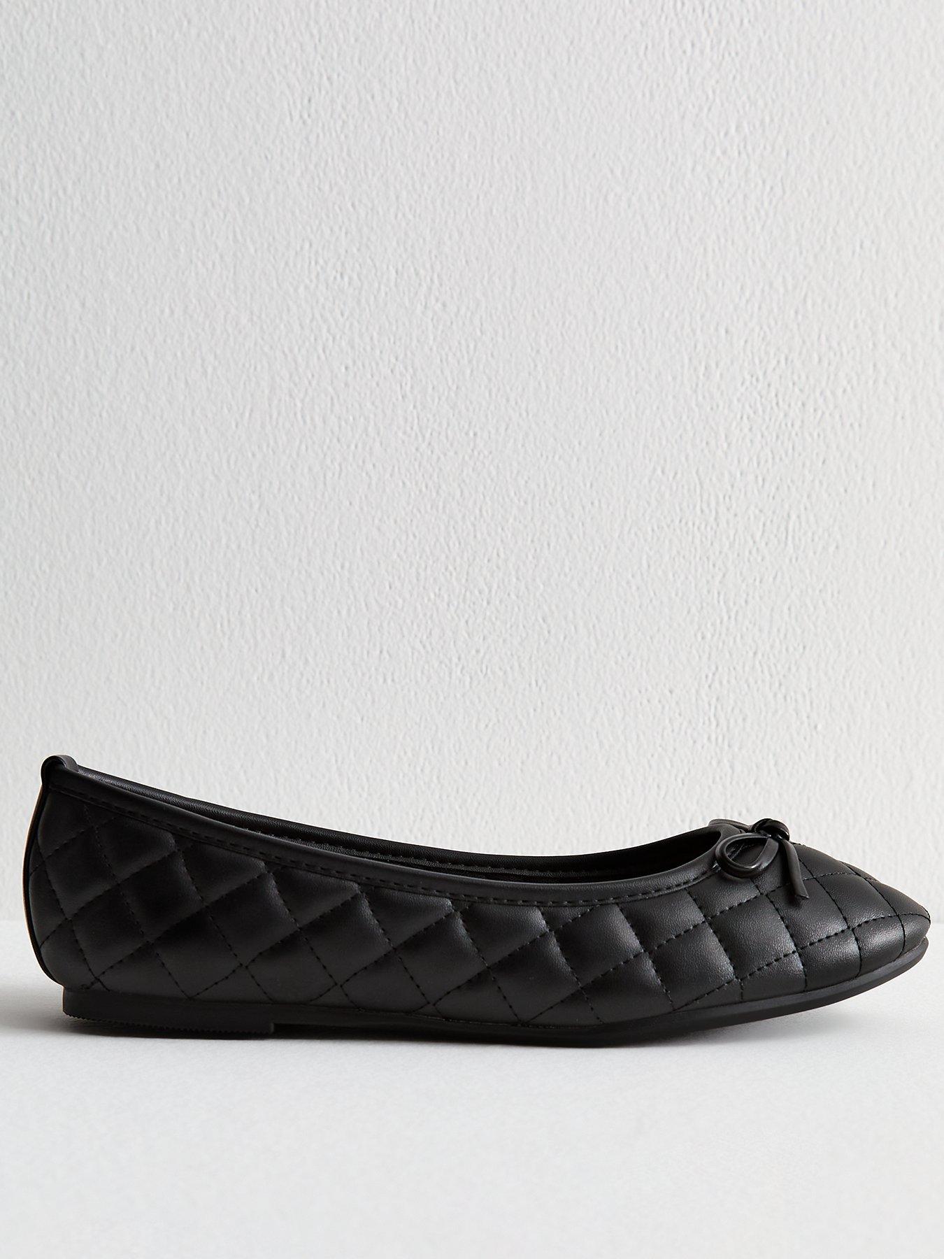 New Look Quilted Faux Leather Ballet Flats - Black