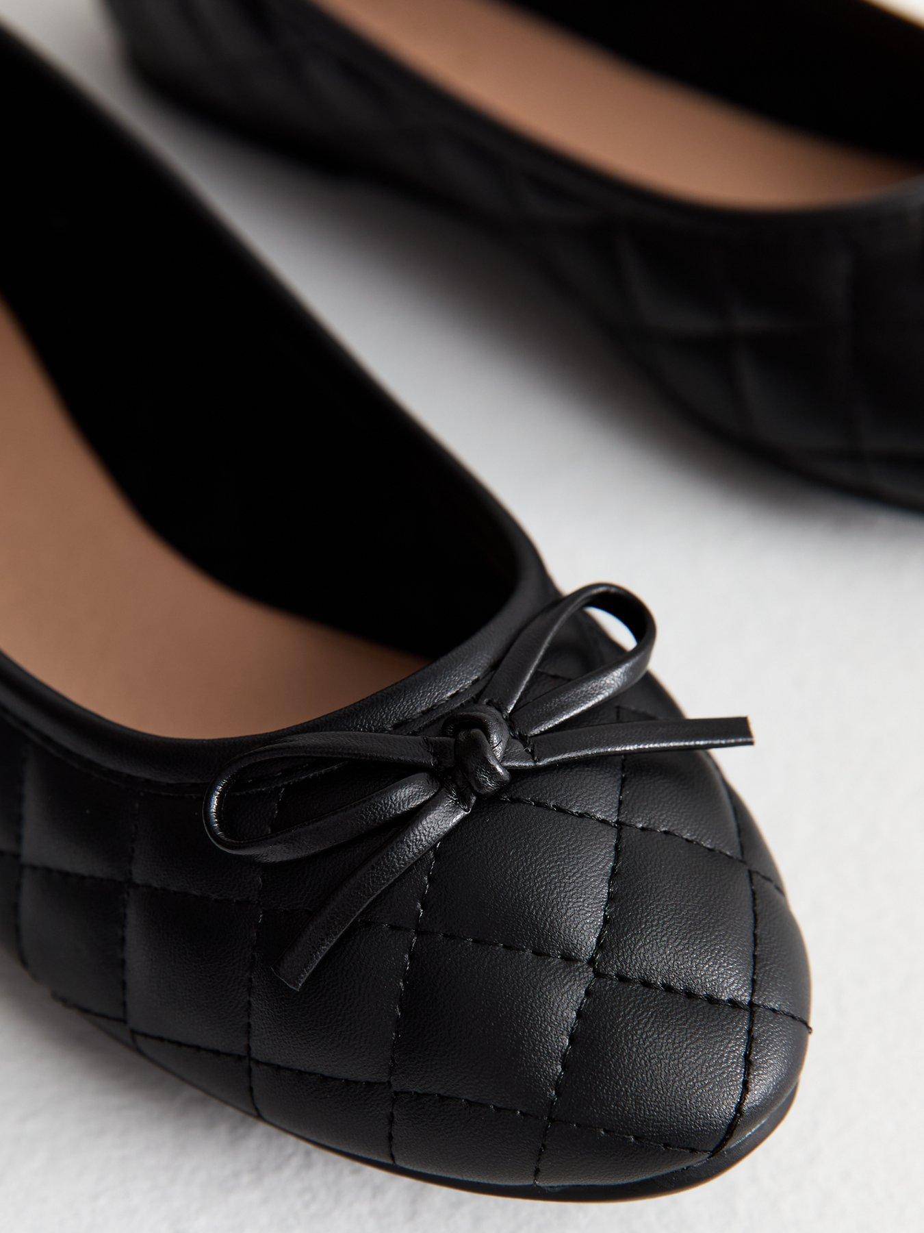 New Look Quilted Faux Leather Ballet Flats - Black | Very Ireland