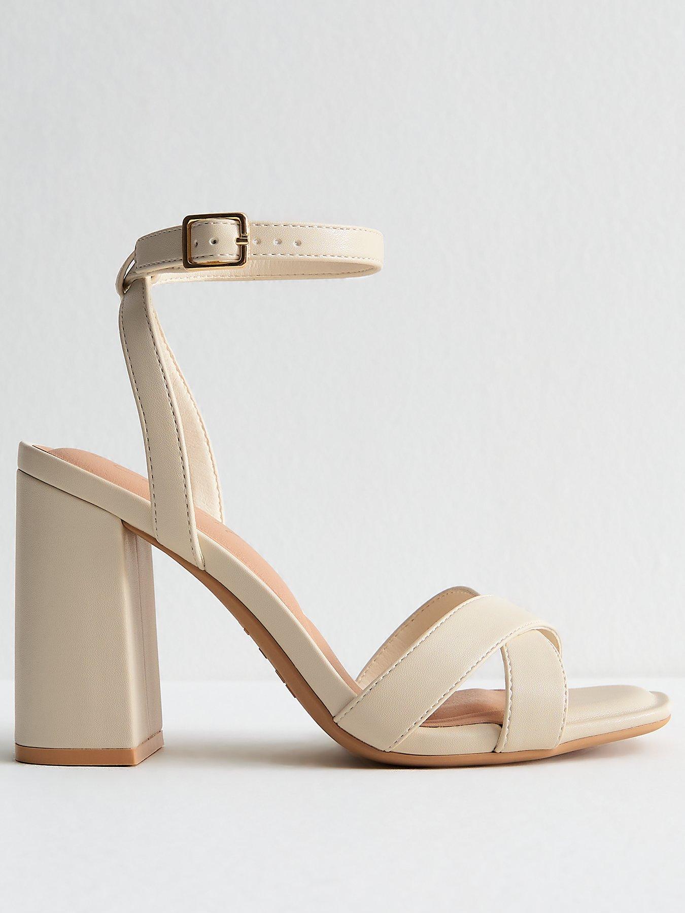Image 1 of 6 of New Look Off White Faux Leather Platform Sandals