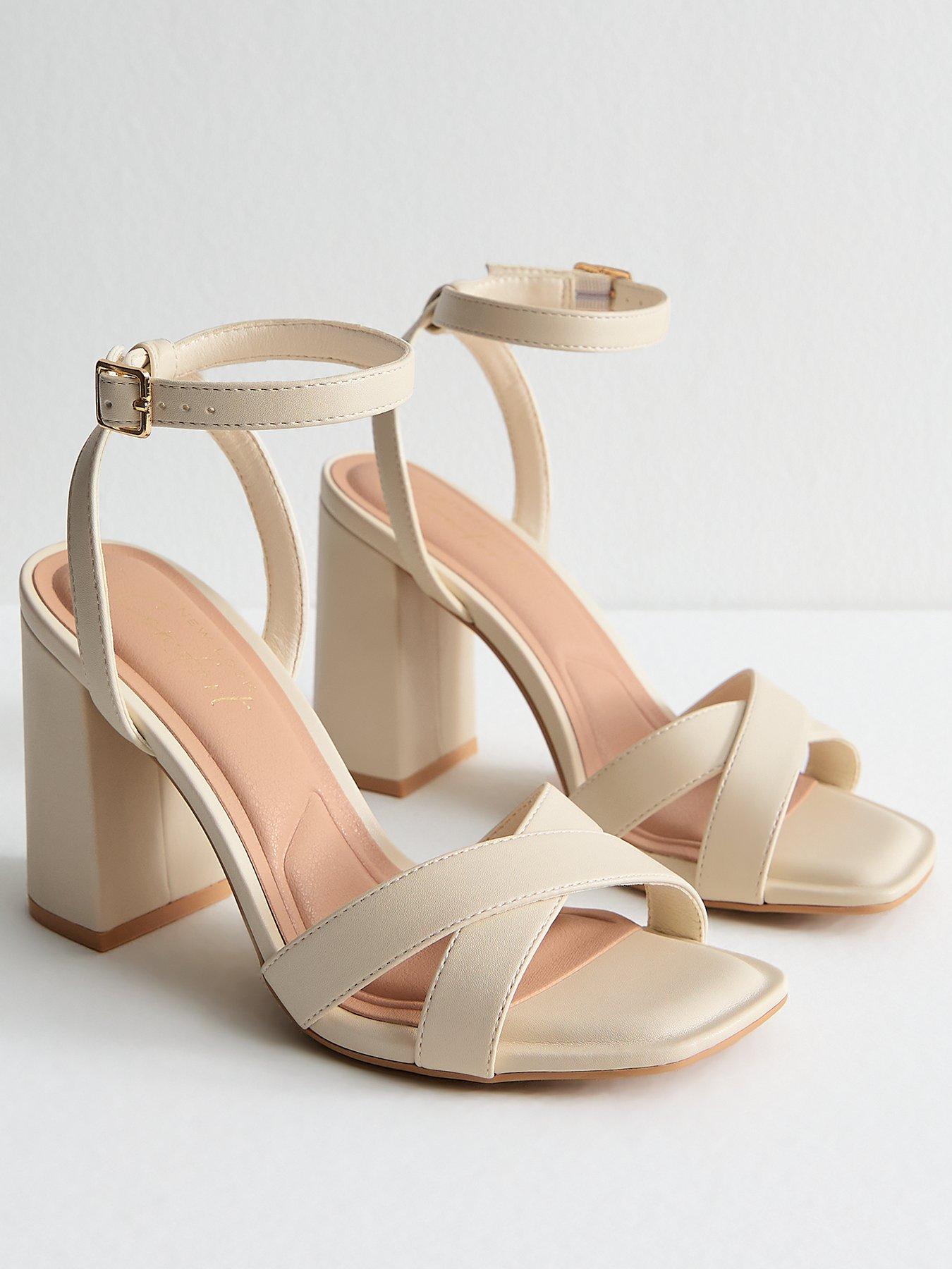 Image 2 of 6 of New Look Off White Faux Leather Platform Sandals