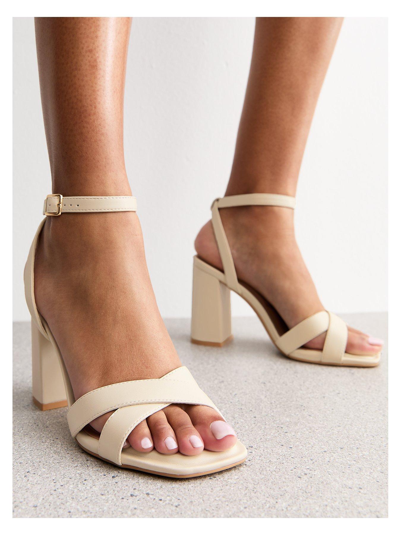 Image 4 of 6 of New Look Off White Faux Leather Platform Sandals