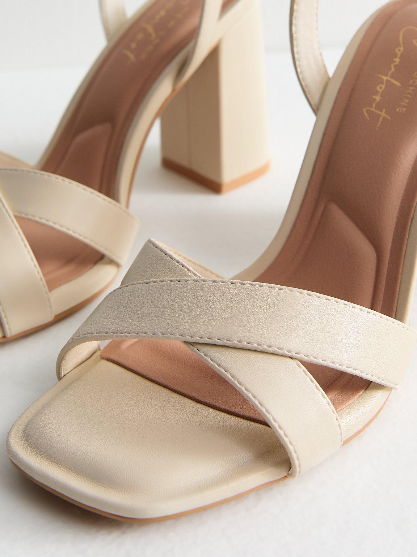 Image 5 of 6 of New Look Off White Faux Leather Platform Sandals