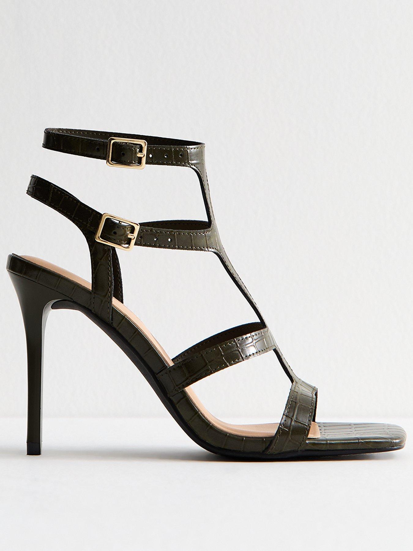 New Look Gladiator Strap Stiletto Heel Sandals - Dark Green